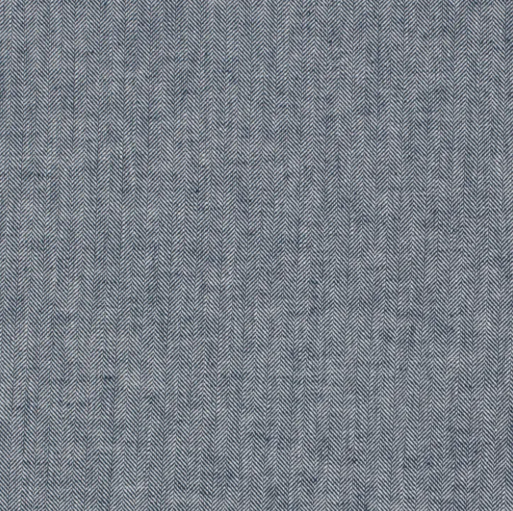 Chambré stof visgraat jeansblauw