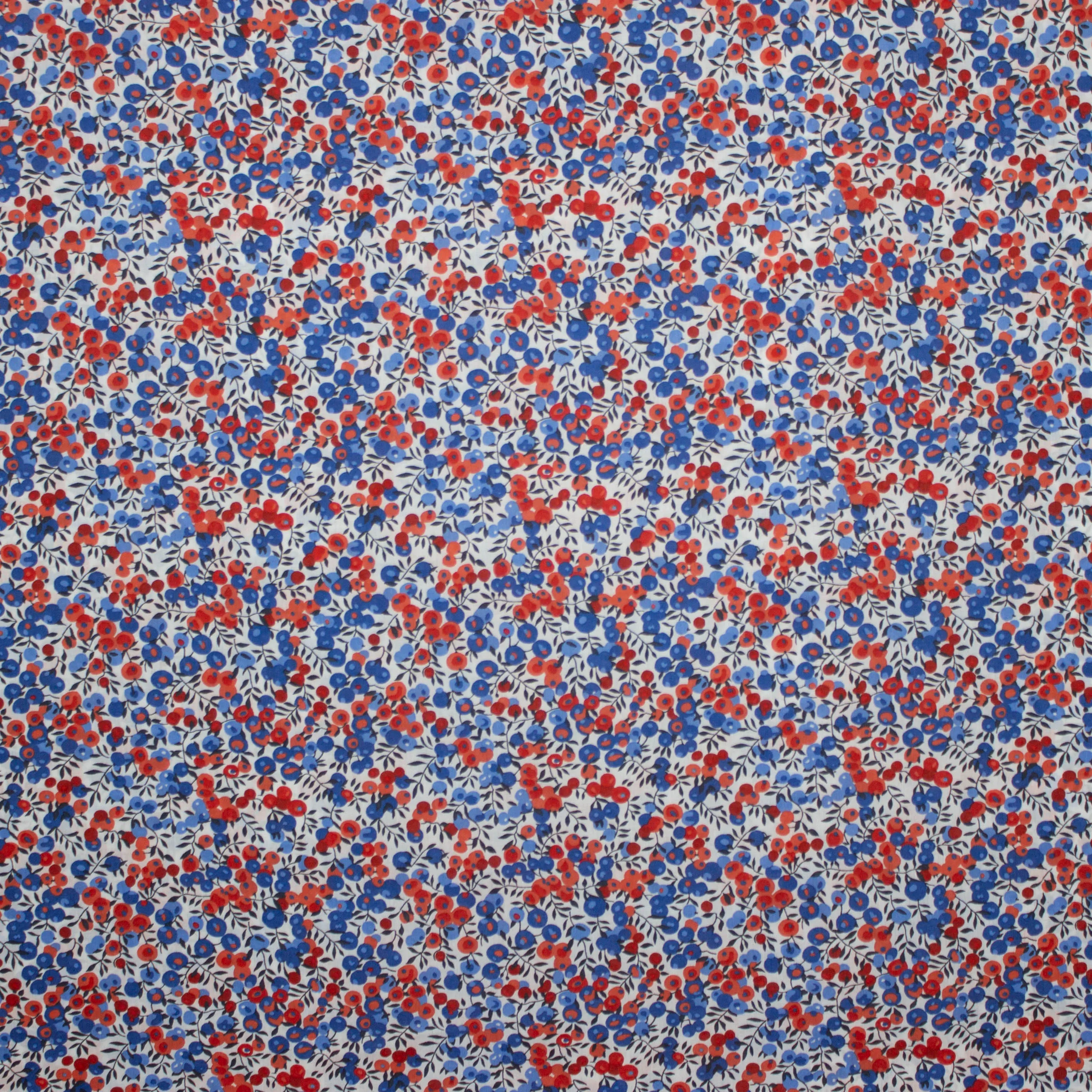 Katoen met blauwe/rode  print