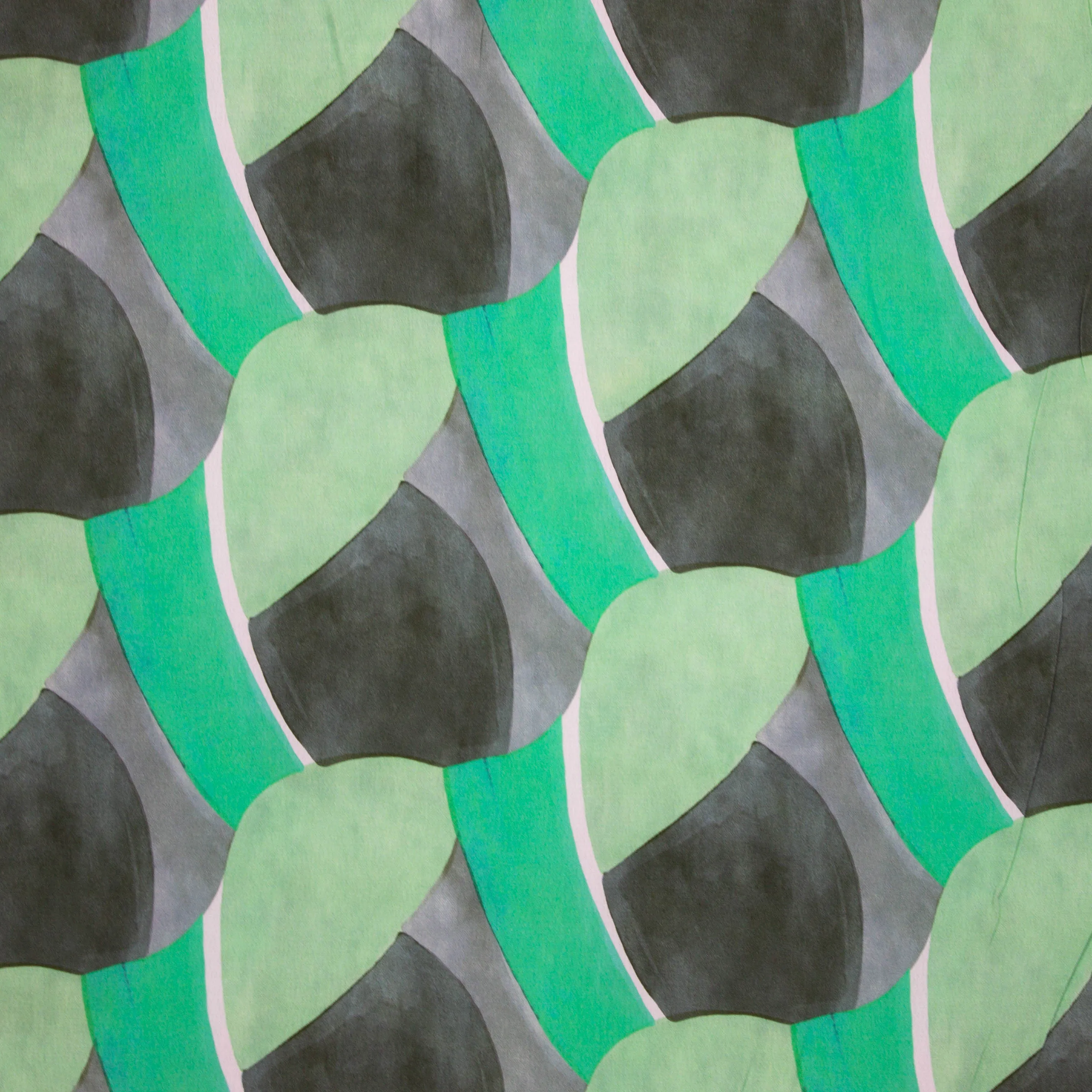 Viscose crêpe groen met abstract motief - Alta Moda