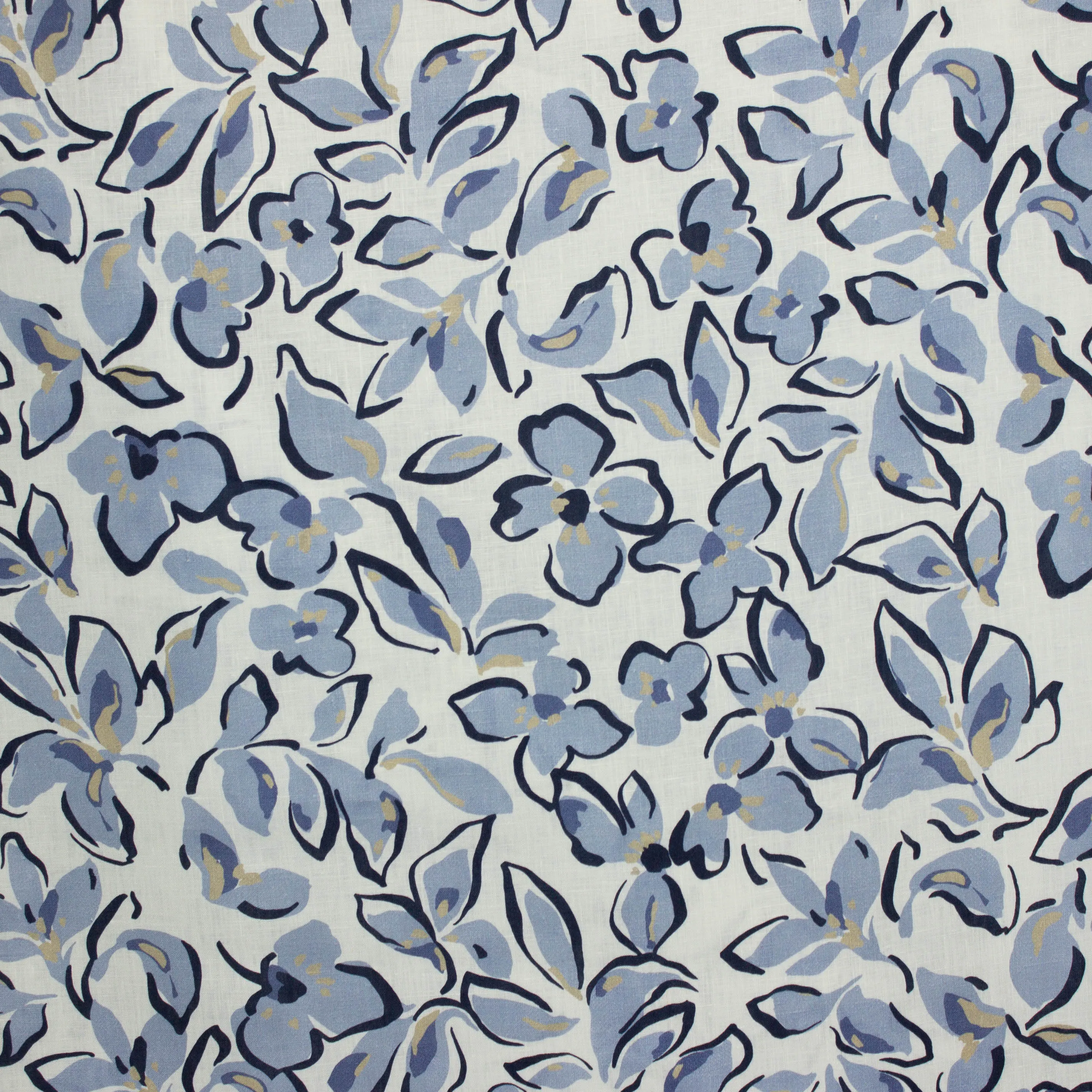 Linnen wit met blauwe bloemen - Alta Moda