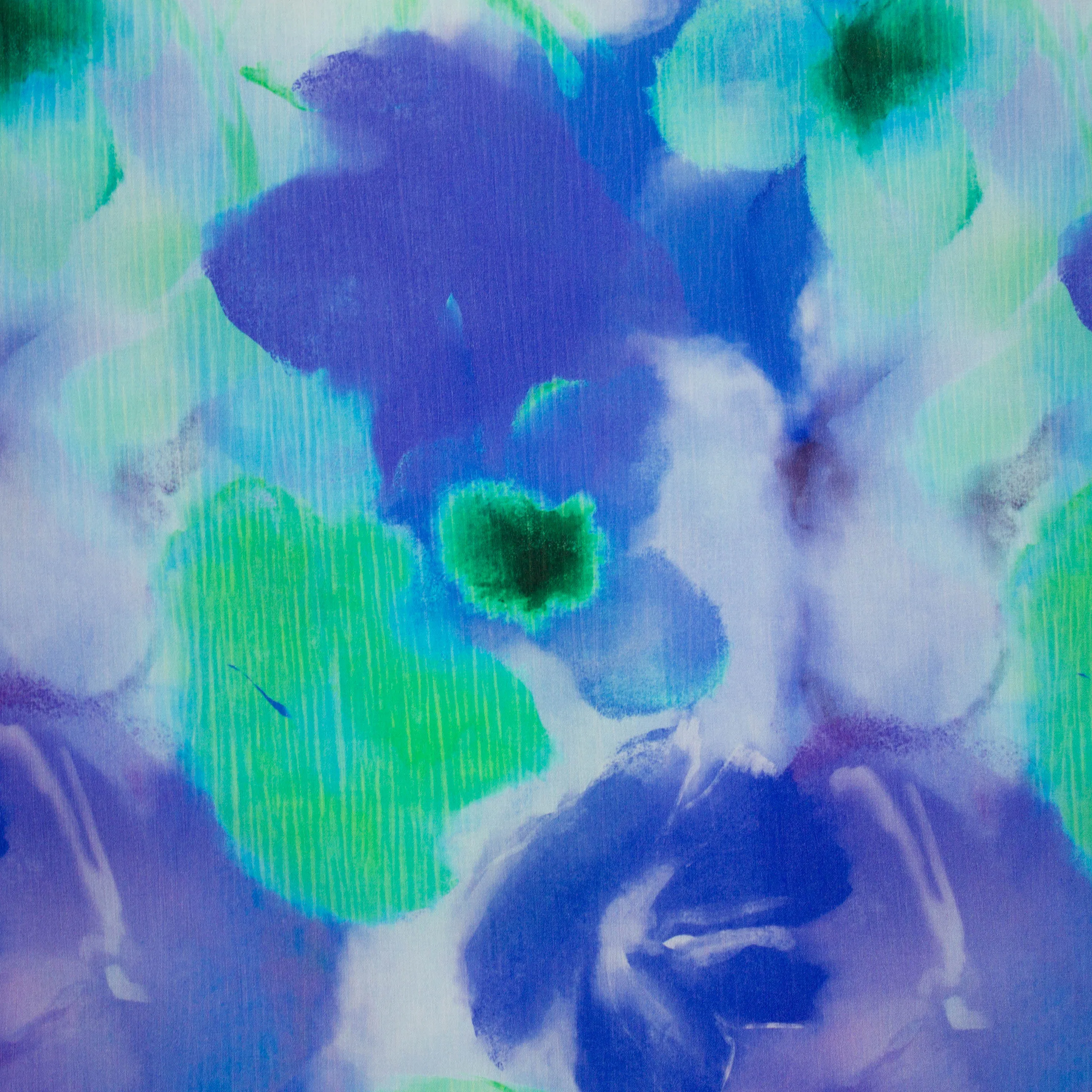 Viscose linnenlook blauw met bloemen