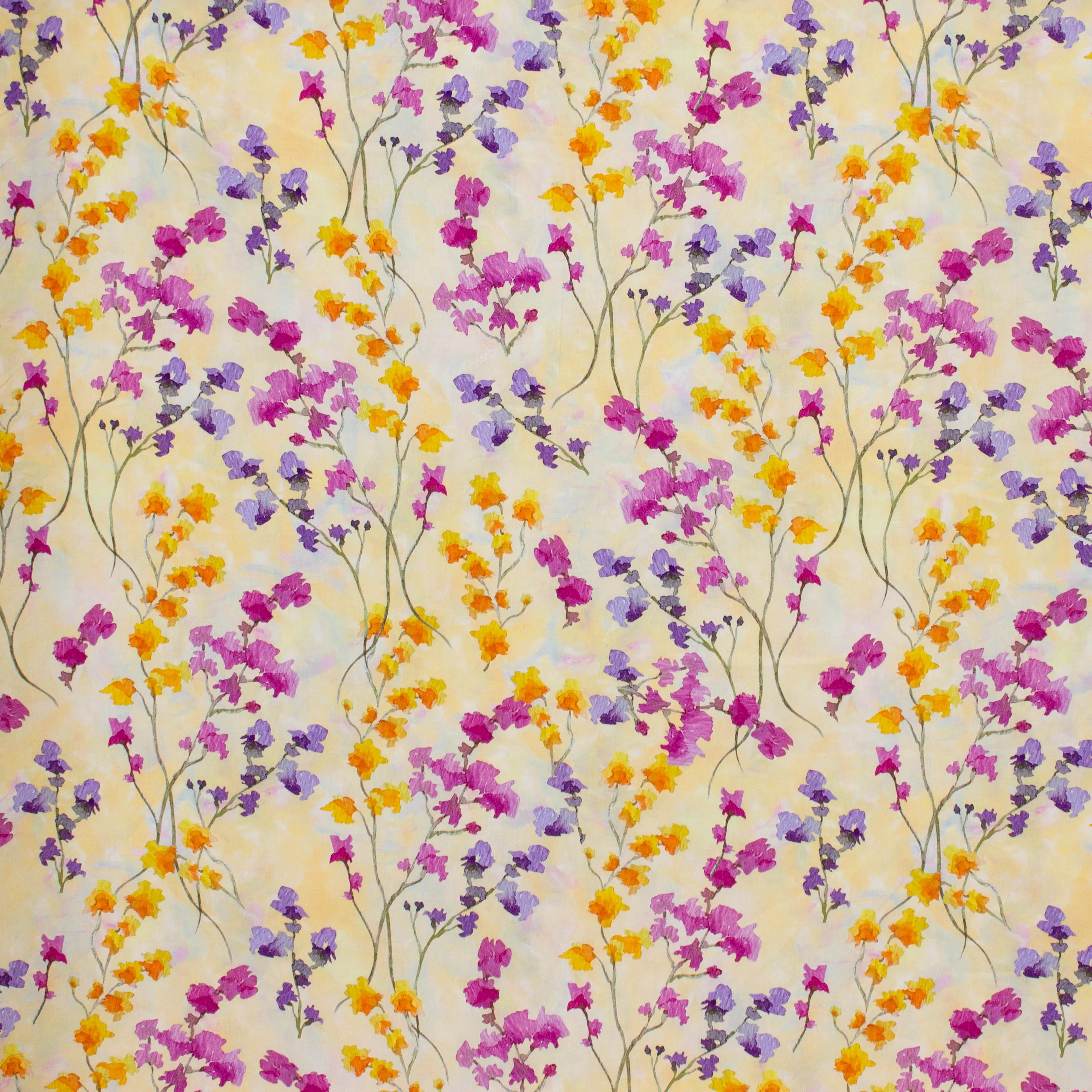 Viscose beige met bloemen