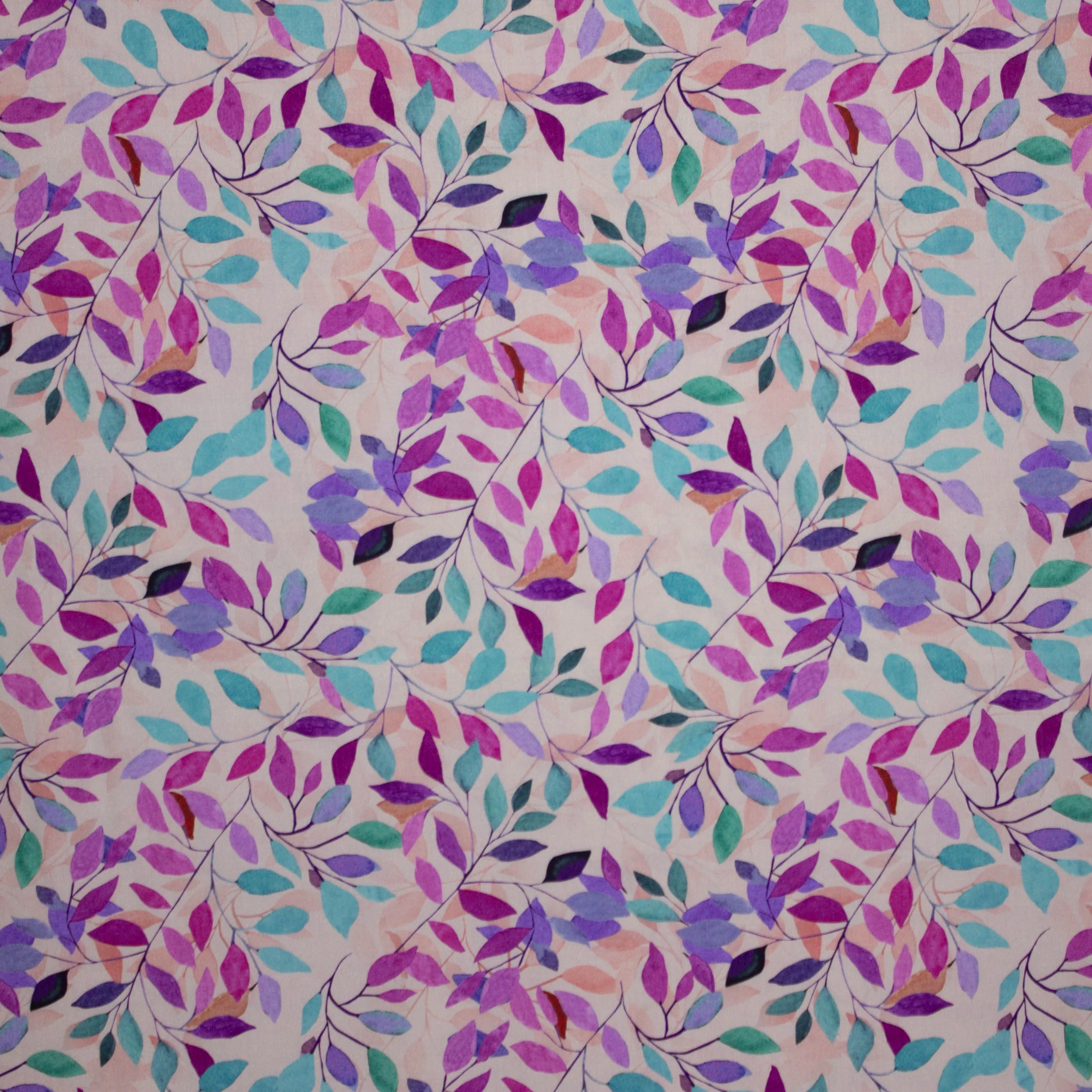 Viscose mauve met bladeren
