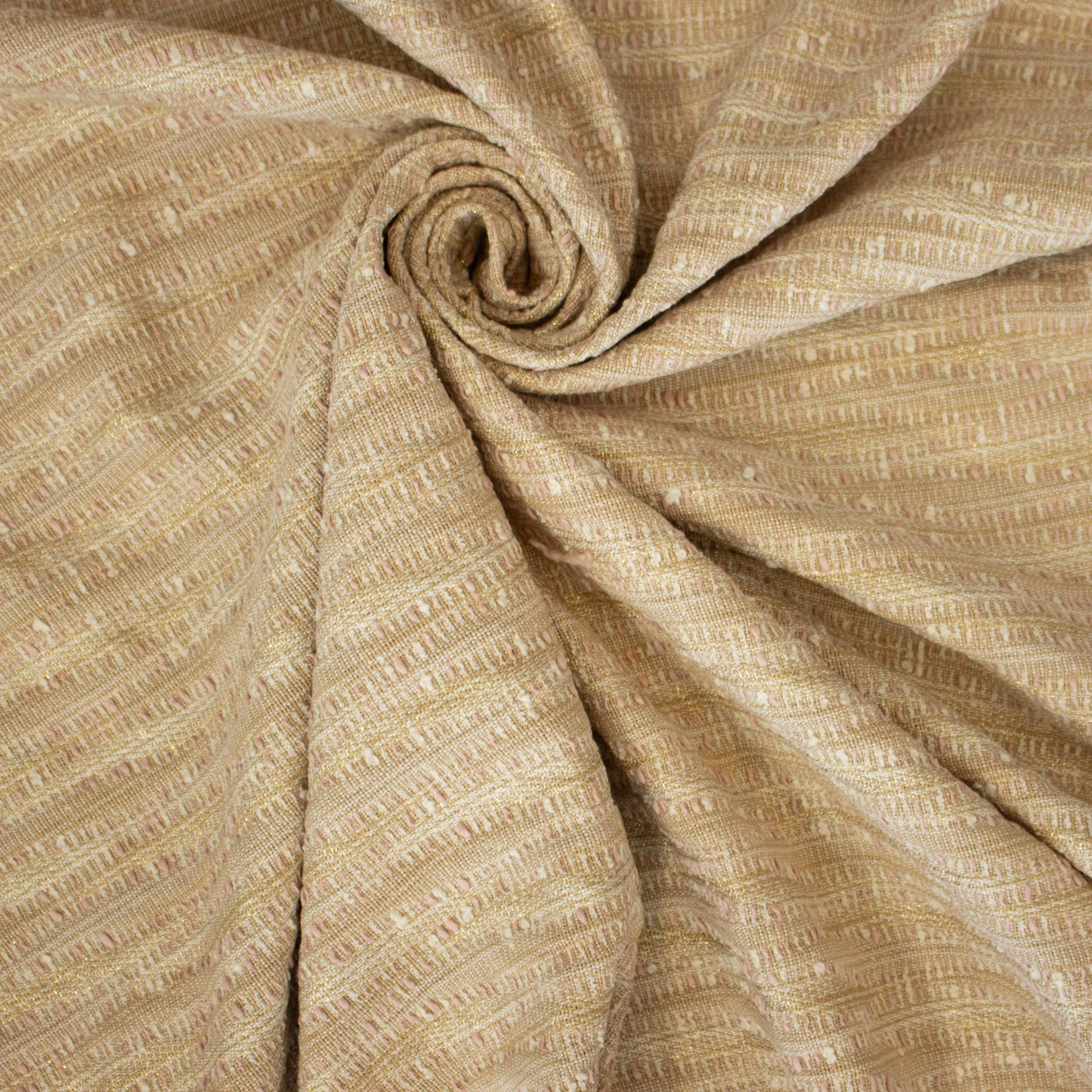 Chanelstof beige/lichtroze met gouden draad - Lorré