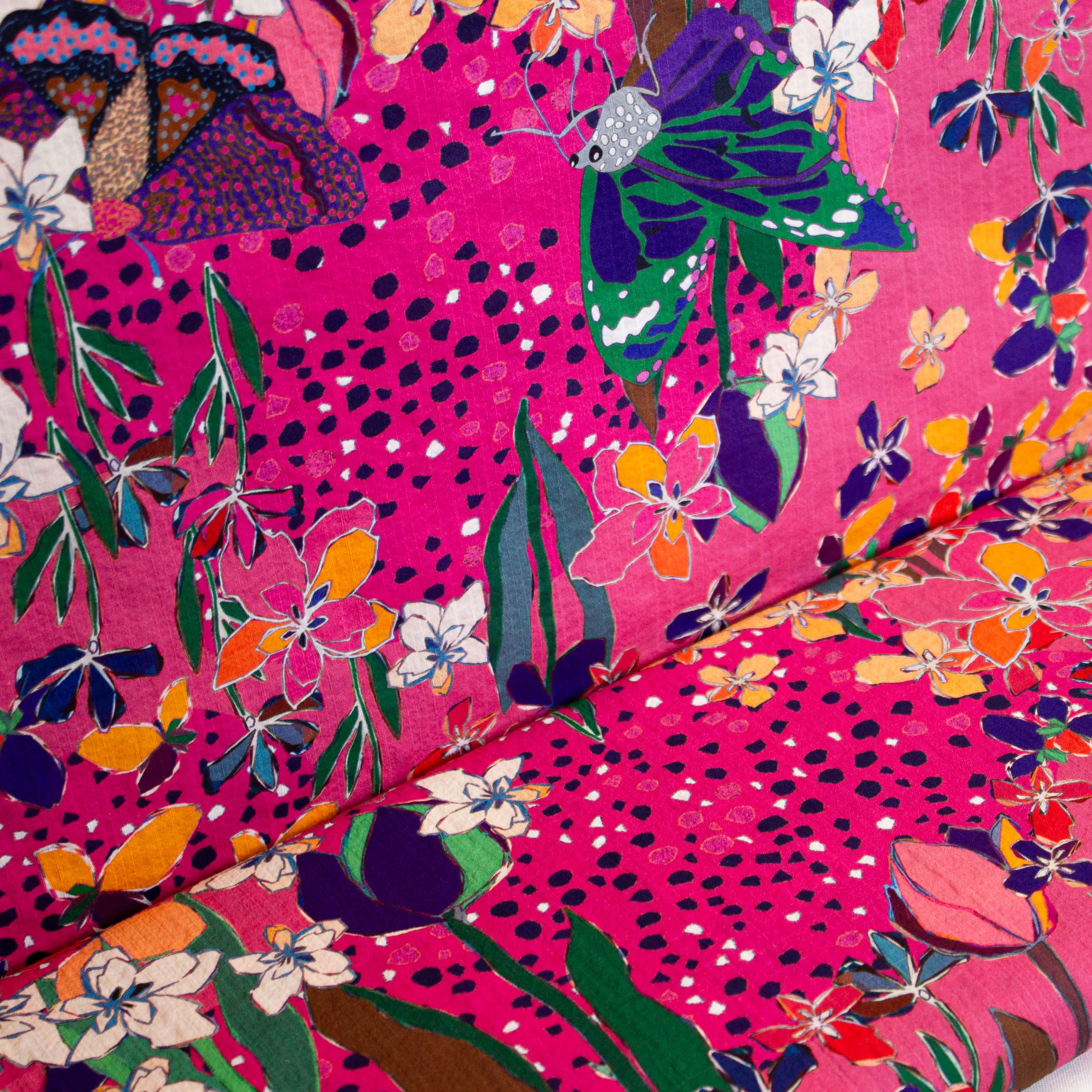 Katoenmengeling roze met bloemen - Marylène Madou