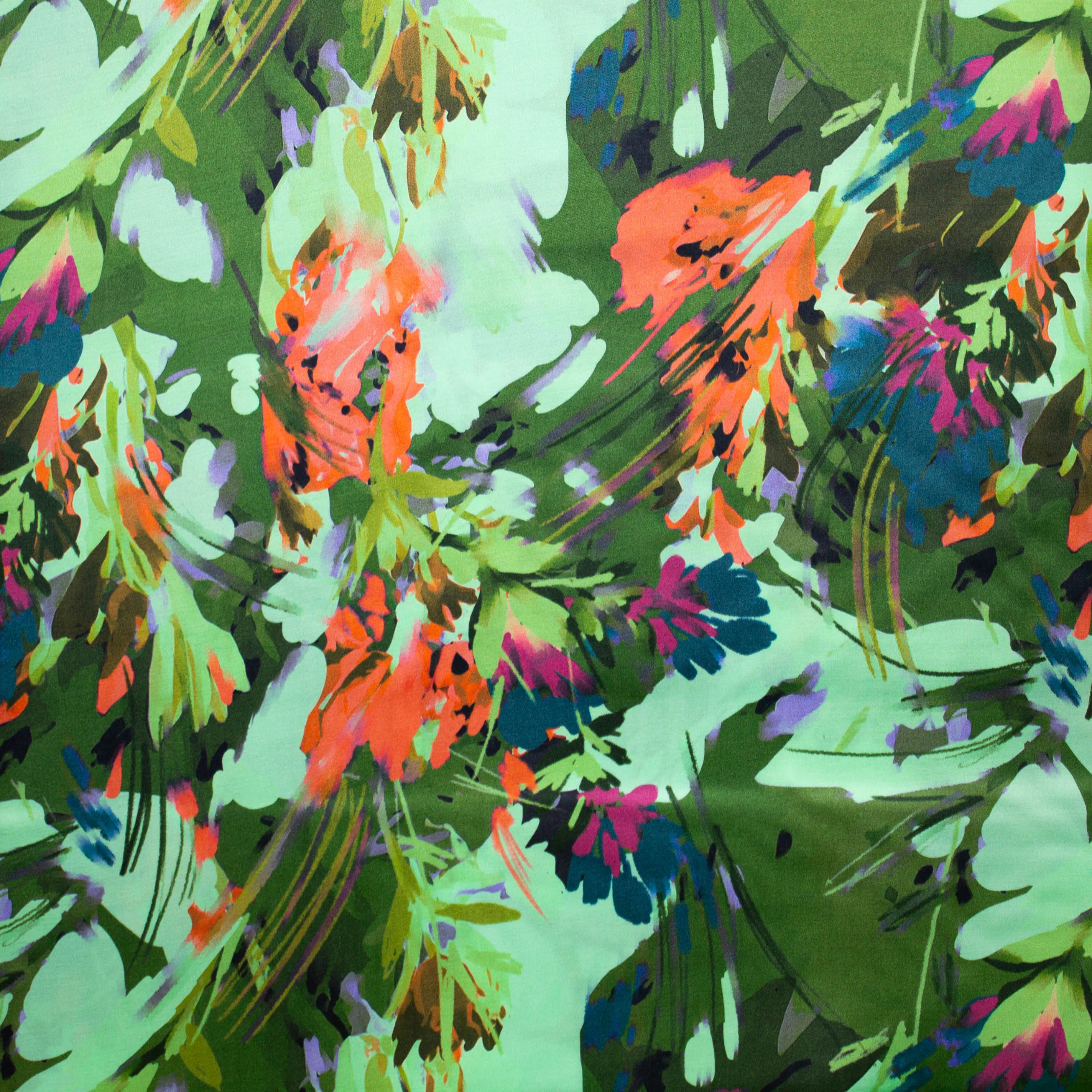 Viscose groen met abstract motief - Marylène Madou