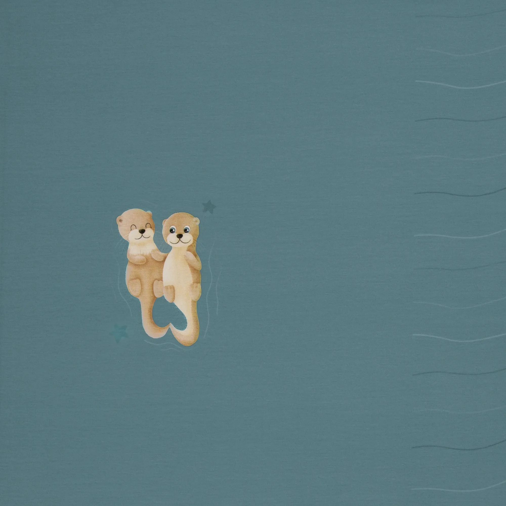 Paneel tricot blauw met otters 'Splish Splash' by Mrs Mint Design 55cm