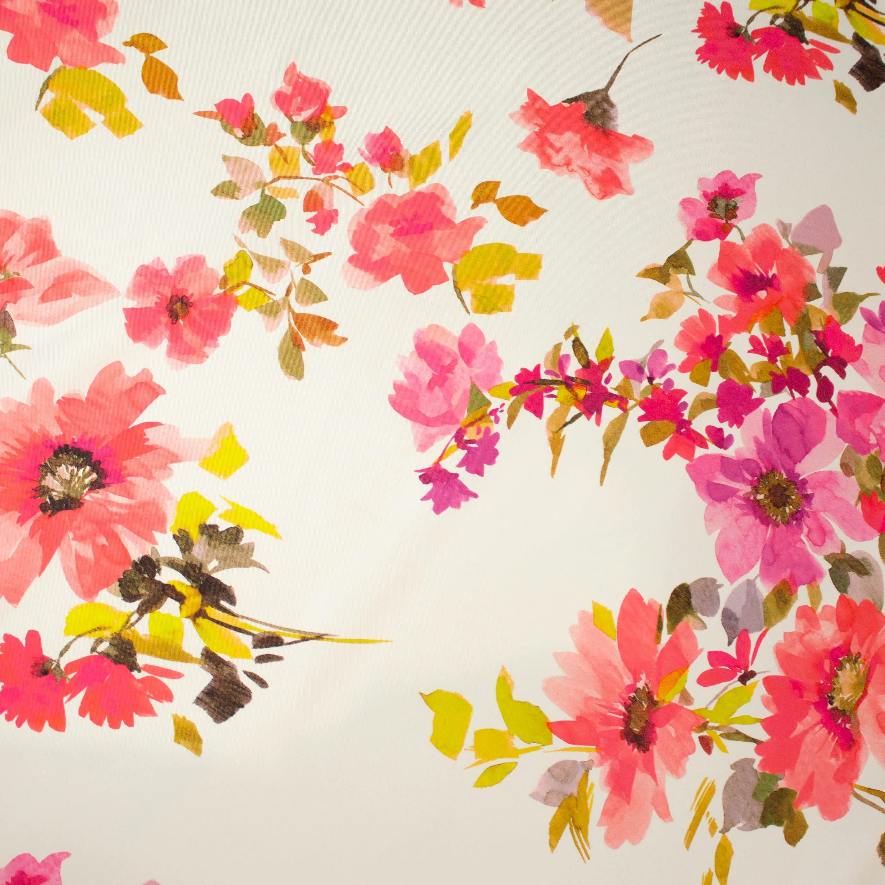 Polyester beige met bloemen - Lorré