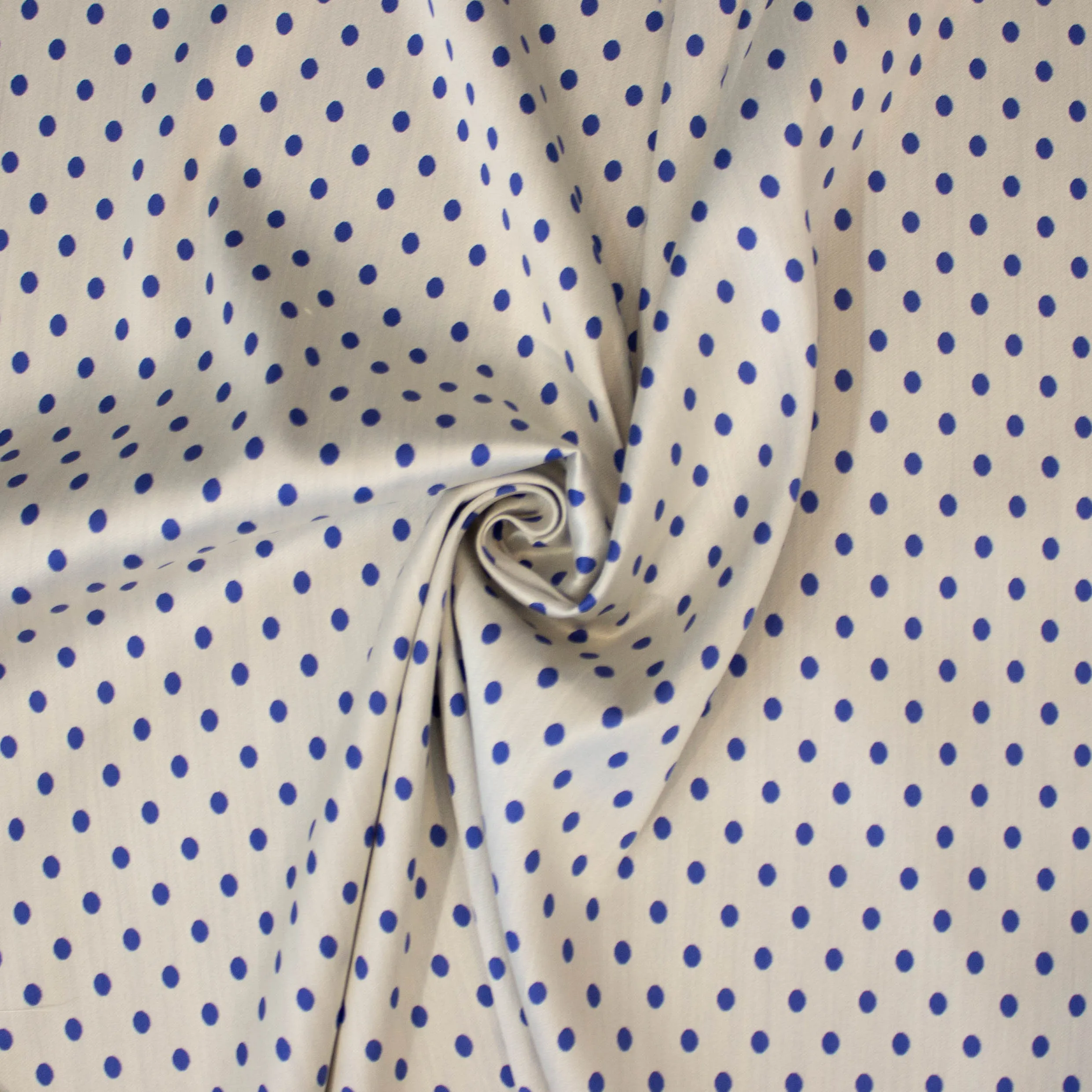 Jacquard polyester zijde dubbelzijdig blauw met stippen - Lorré