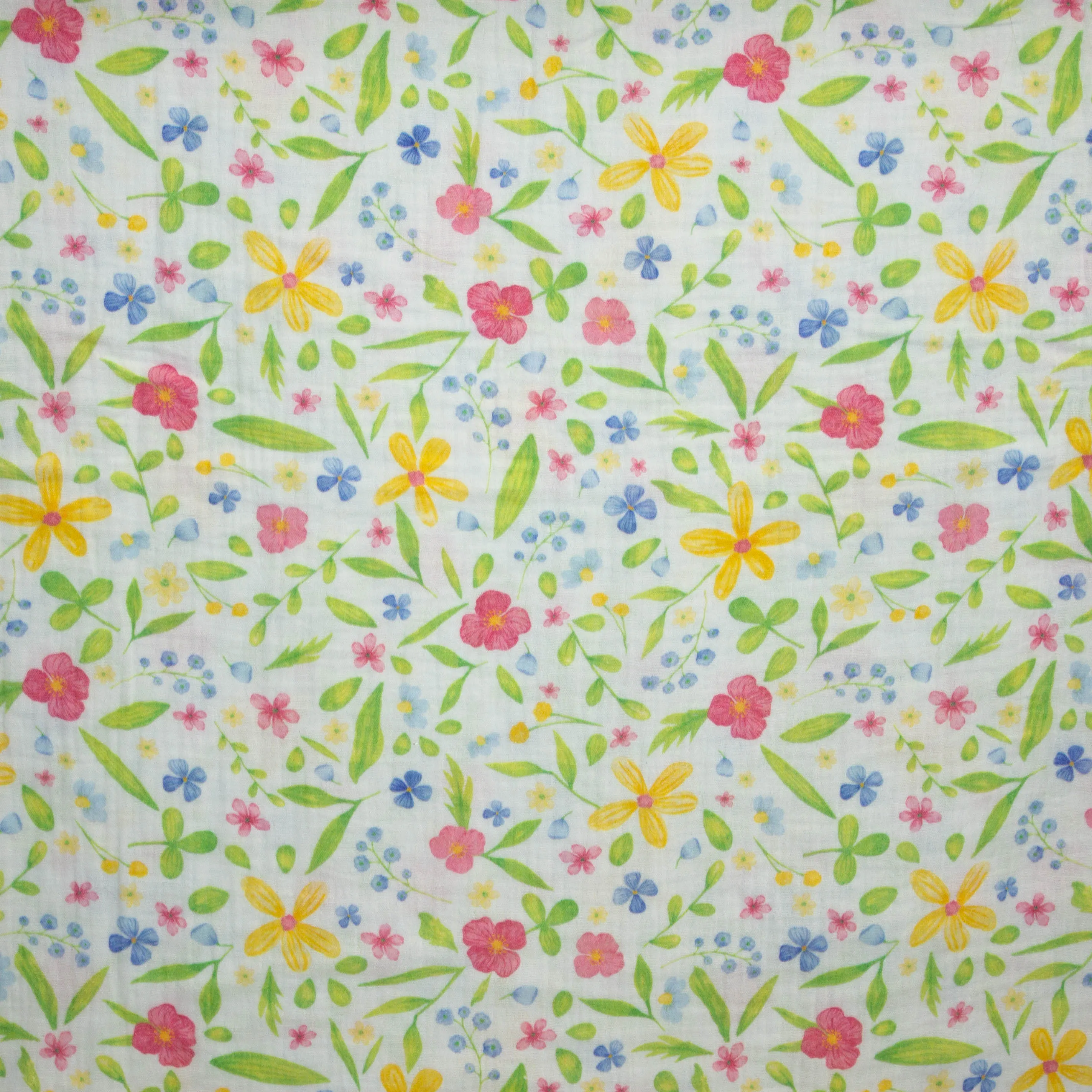 Double gauze wit met bloemen - Little Darling