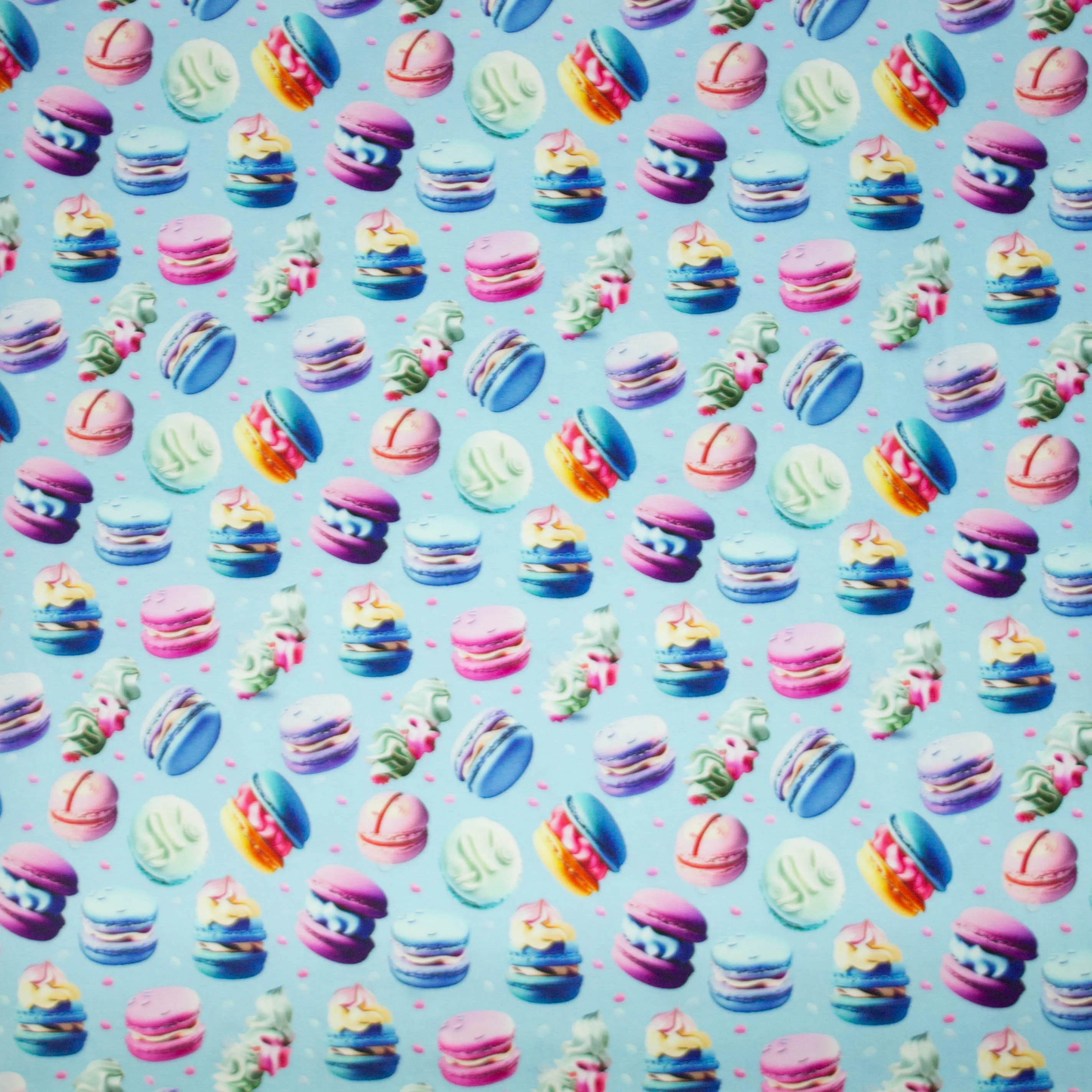 Tricot blauw met macarons