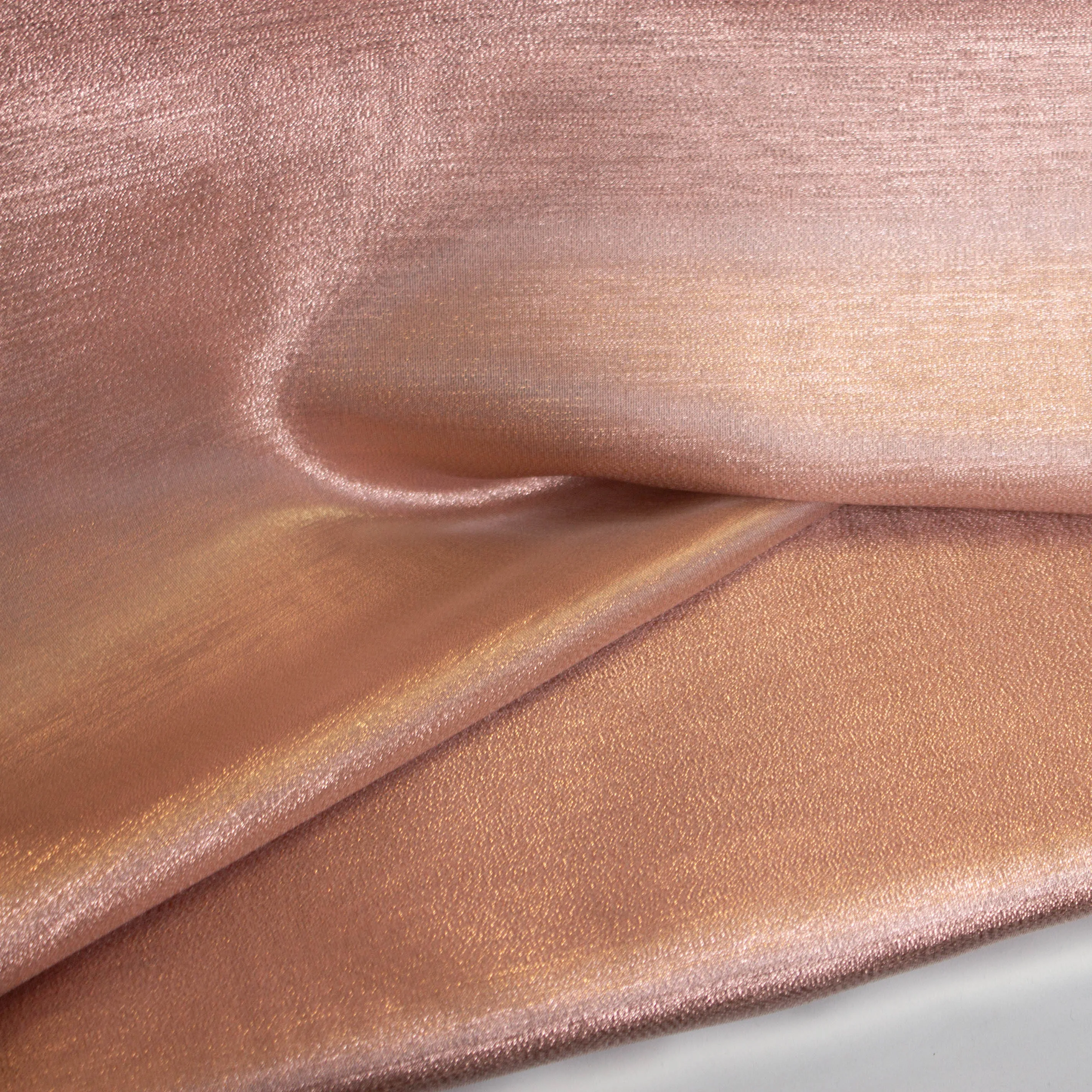 Stevige polyester voile rosé goud met glitter