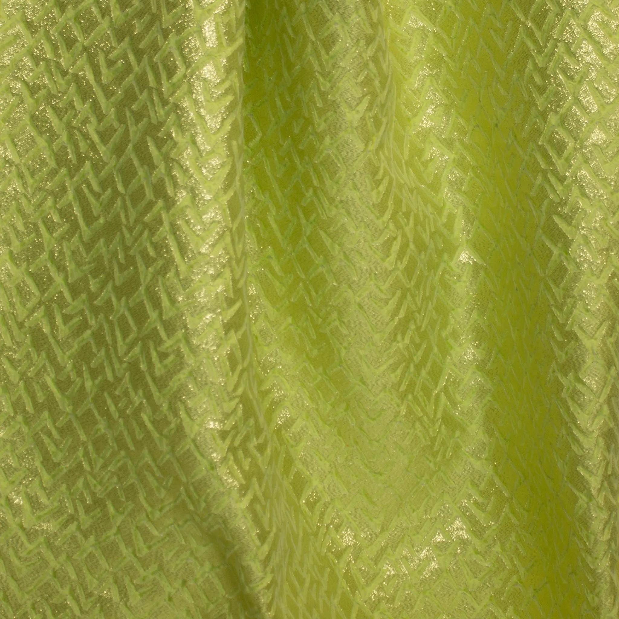 Jacqard limoengroen met geometrische glitterprint - Lorré