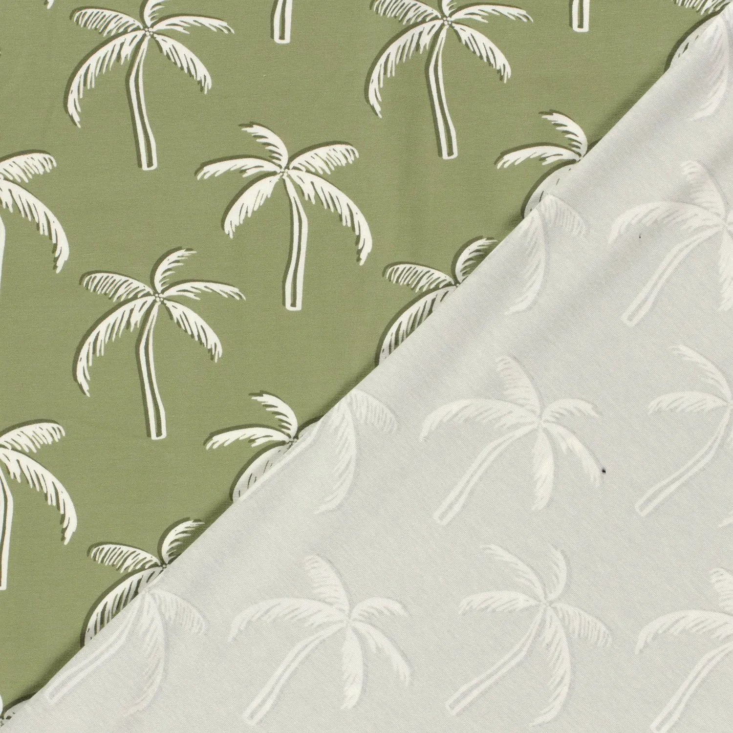 Tricot olijfgroen met palmbomen