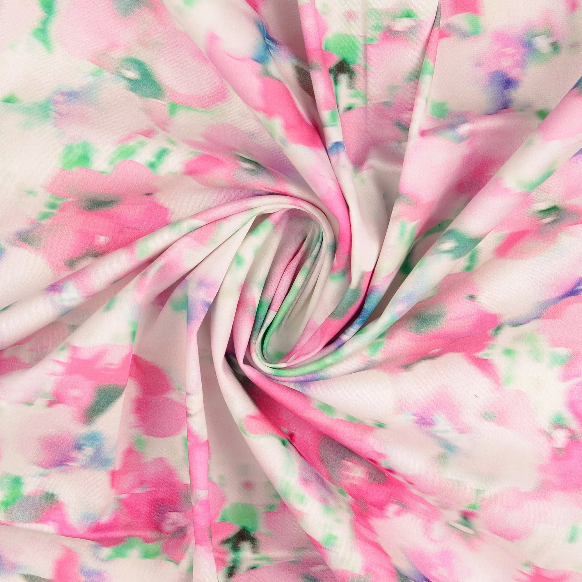 Gesatineerde stretch met wazige print batik roze