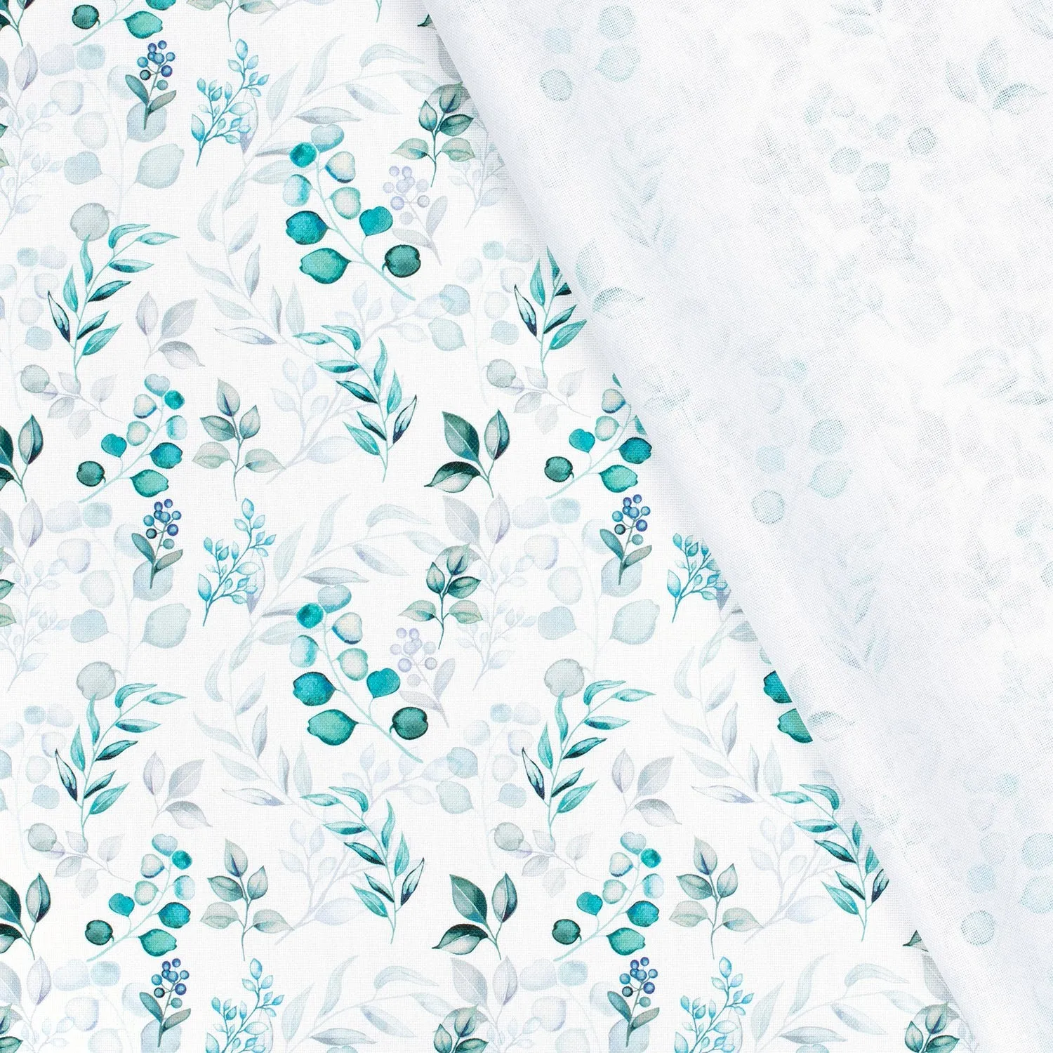 Canvas wit met blauwe planten