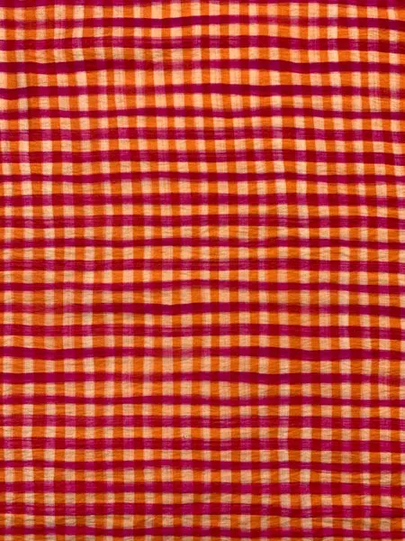 Viscose oranje geruit met crinkle structuur - The Fashion Basement
