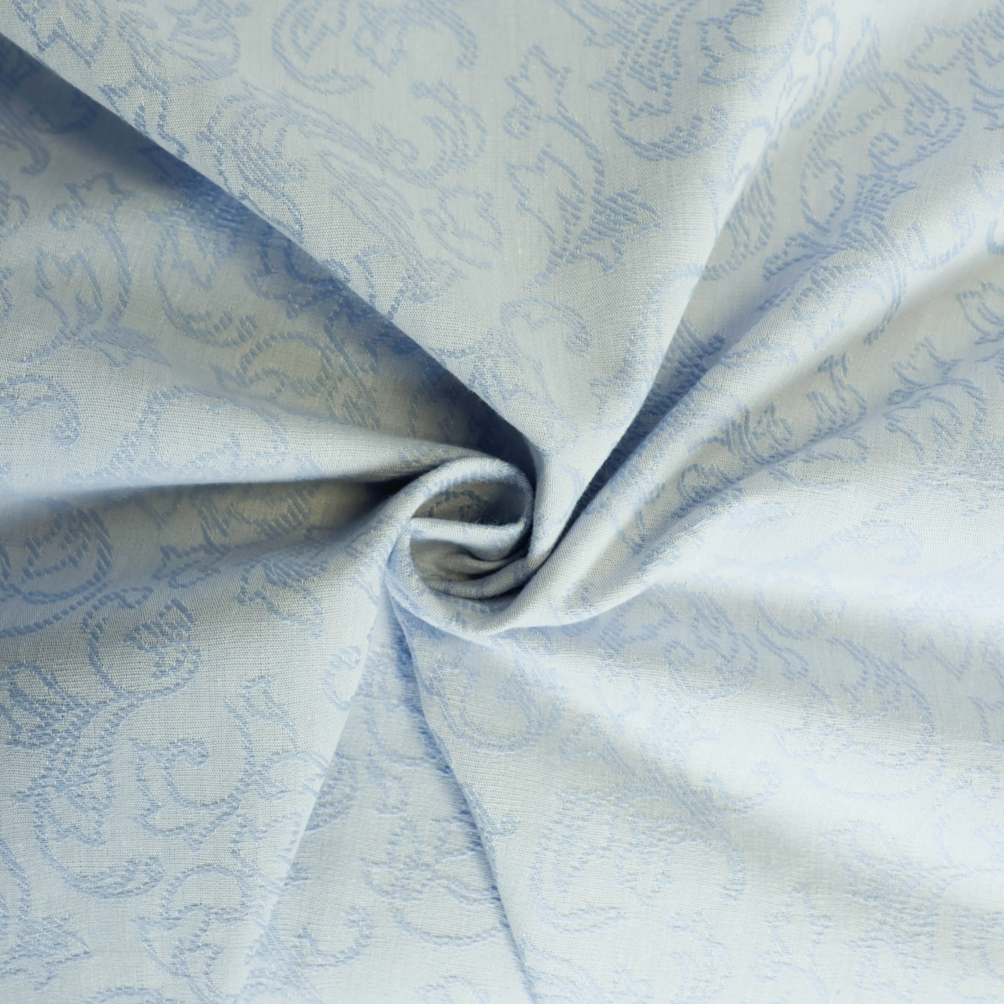 Jacquard blauw met krulpatroon