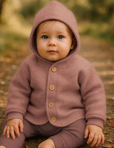 Fleece bruinrood 'merino wool' van Poppy