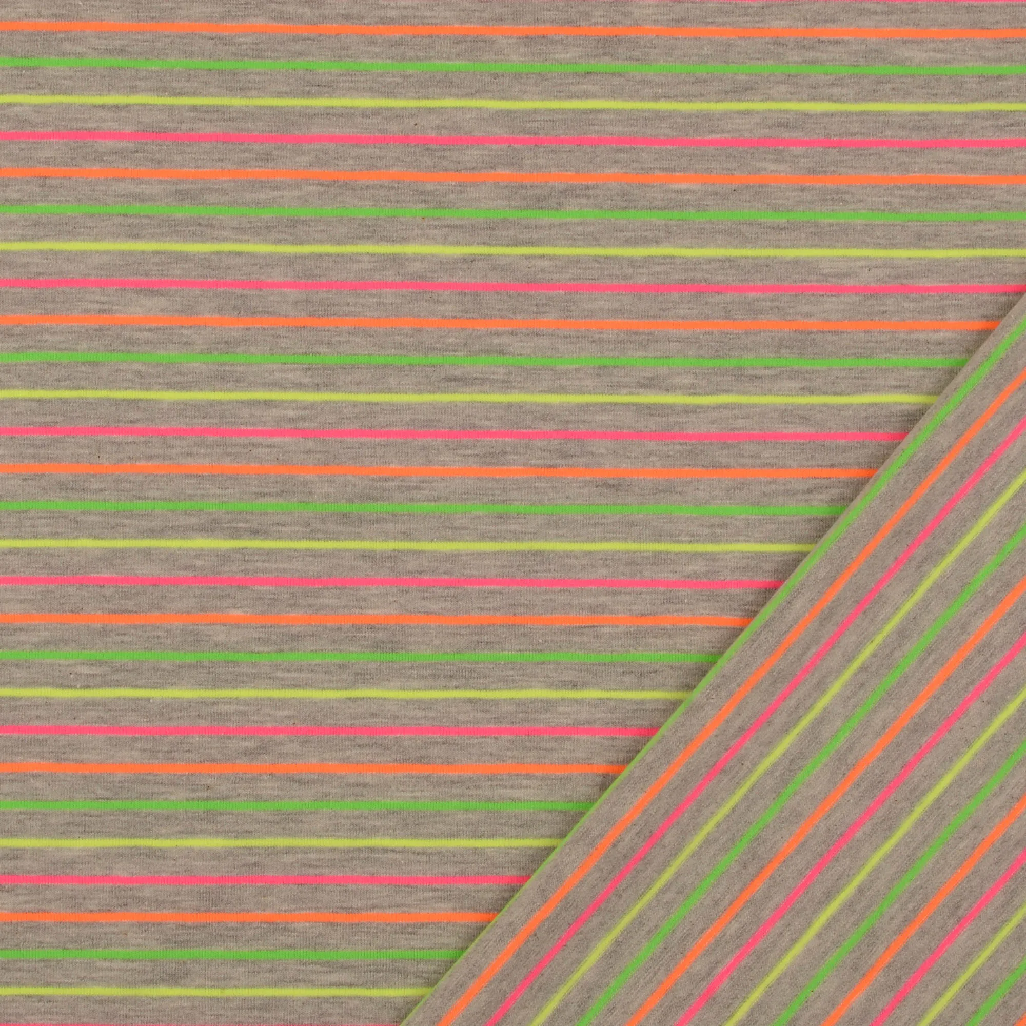 Tricot grijs met fluo strepen