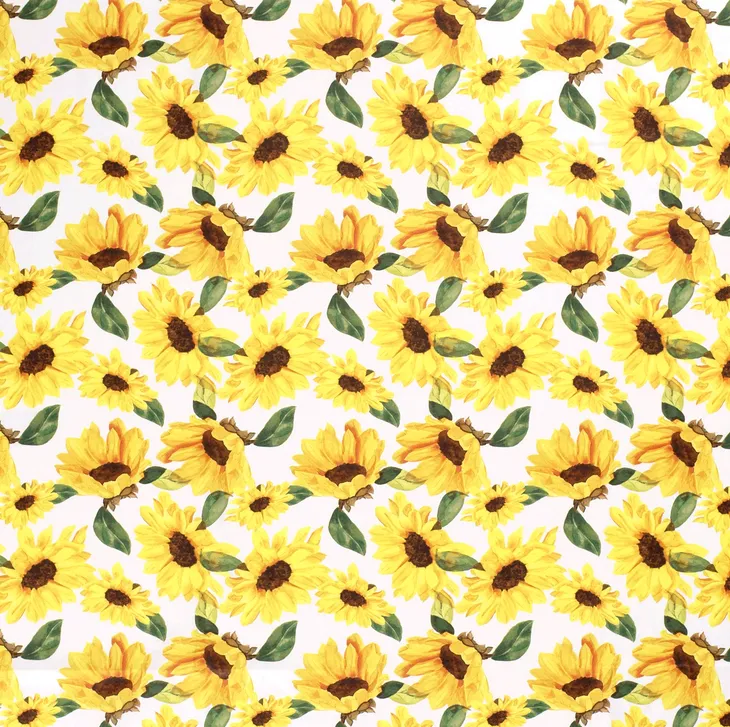 Katoen wit met zonnebloemen