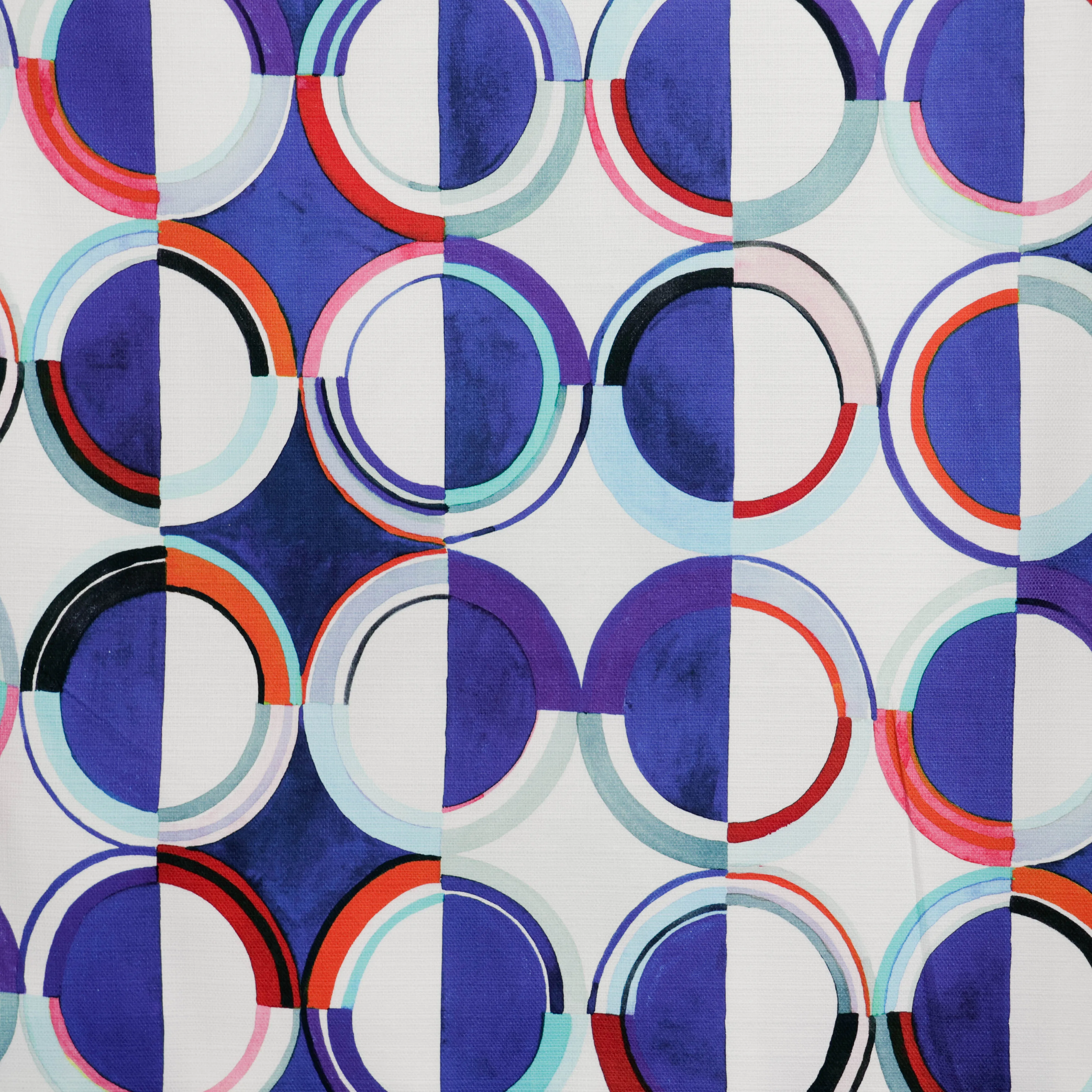 Canvas wit-blauw met abstract patroon
