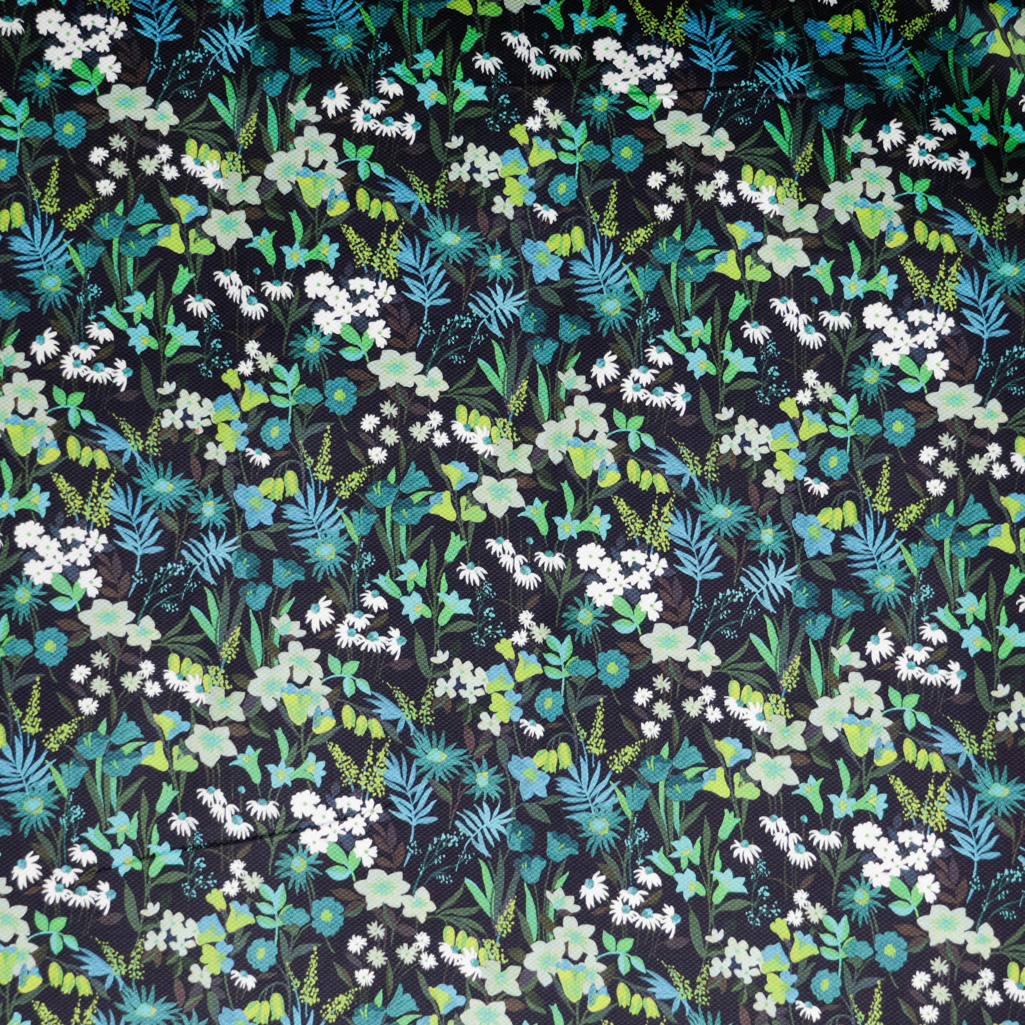 Canvas groen met bloemen