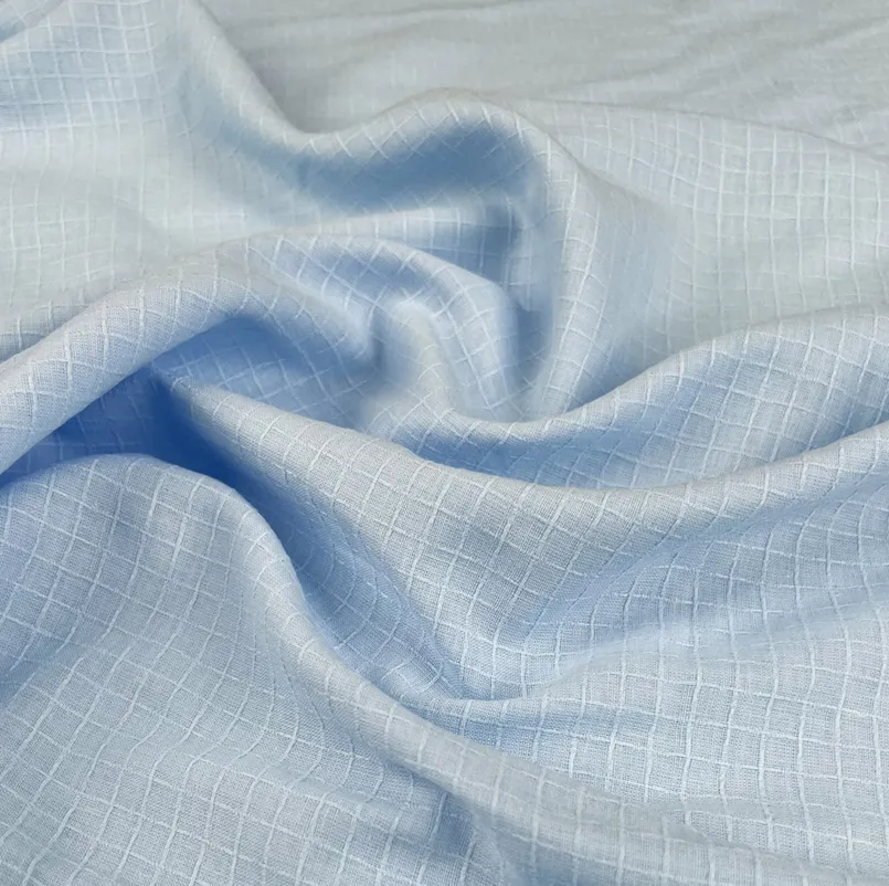 Katoen ingeweven ruitjes blauw - Fibre Mood