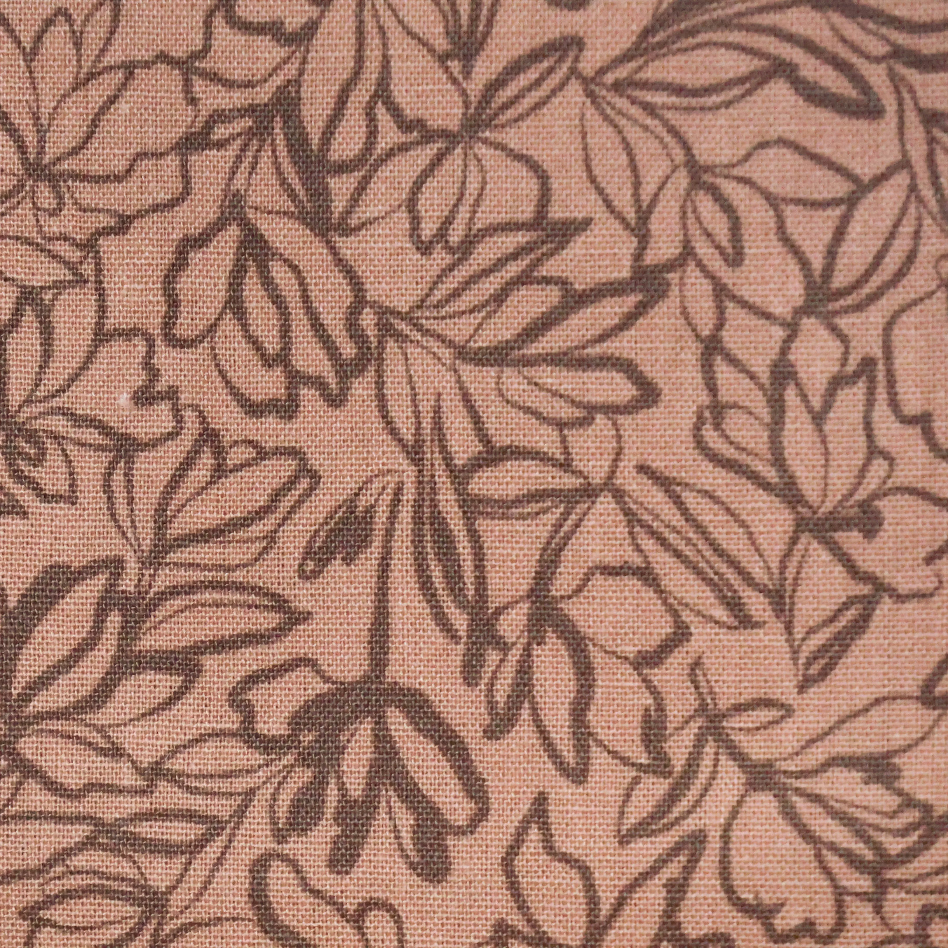Viscose linnen zalmroos met bladeren