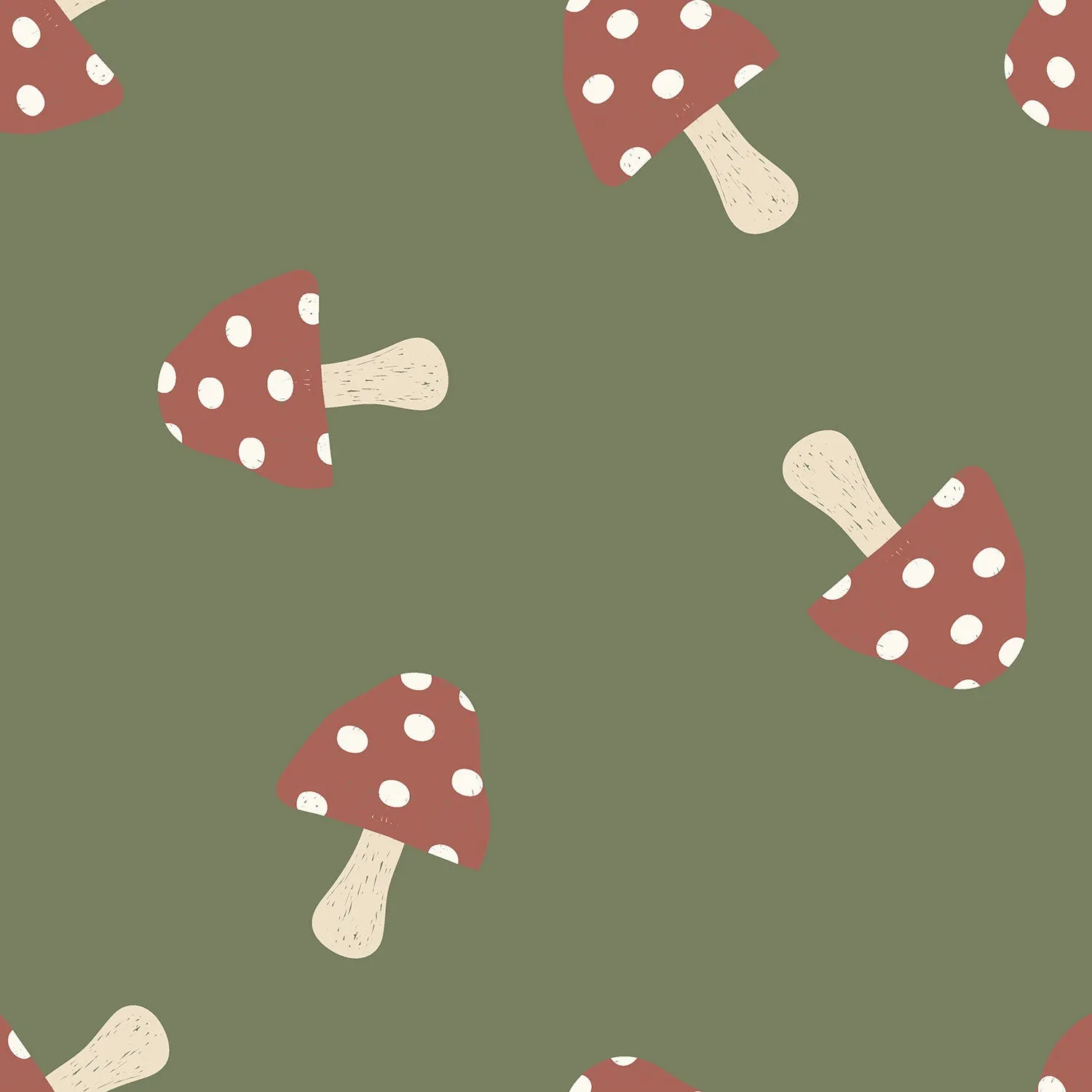 French terry crêpe stof paddenstoelen
