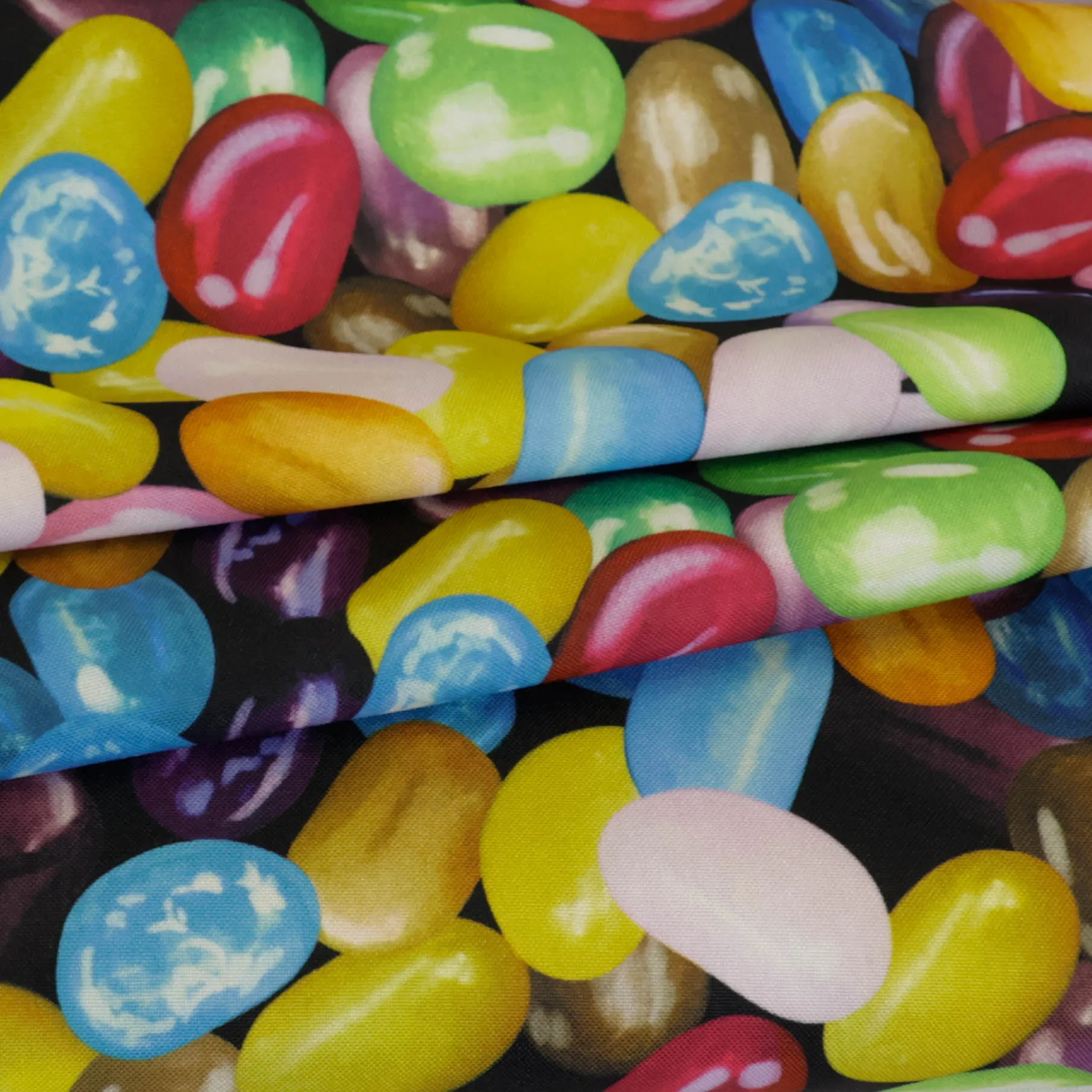 Polyester met snoepjespatroon