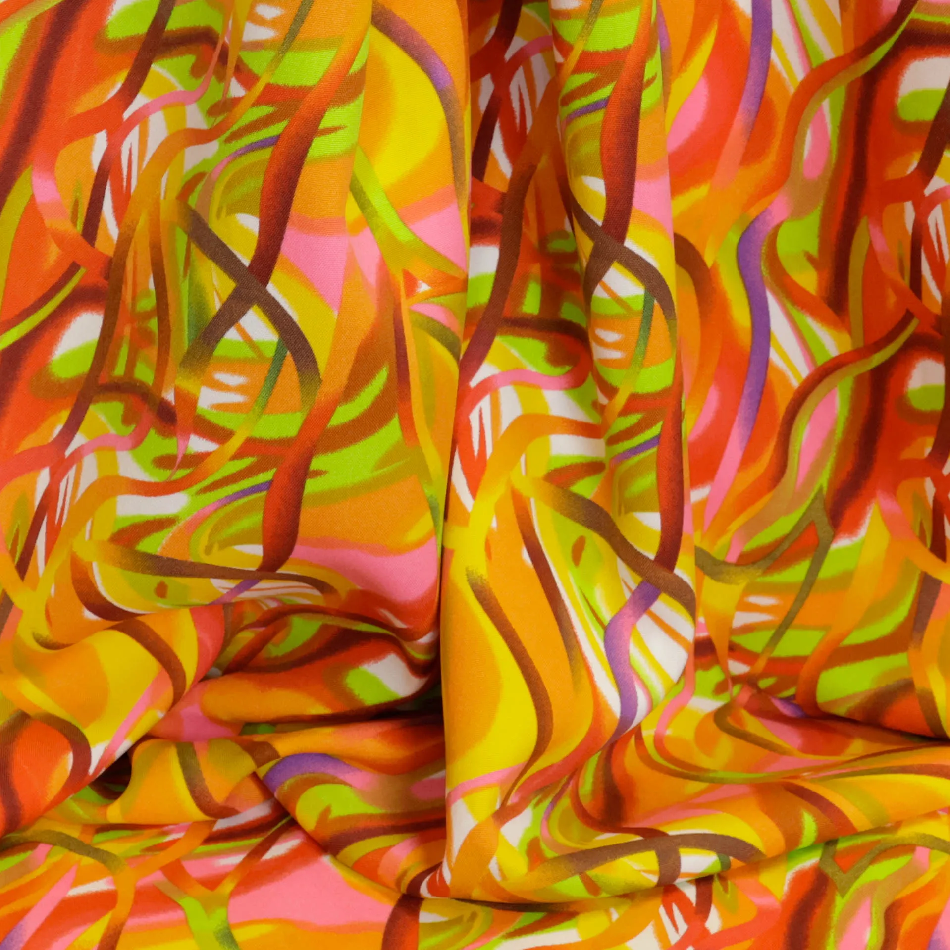 Polyester warme tinten met abstract patroon