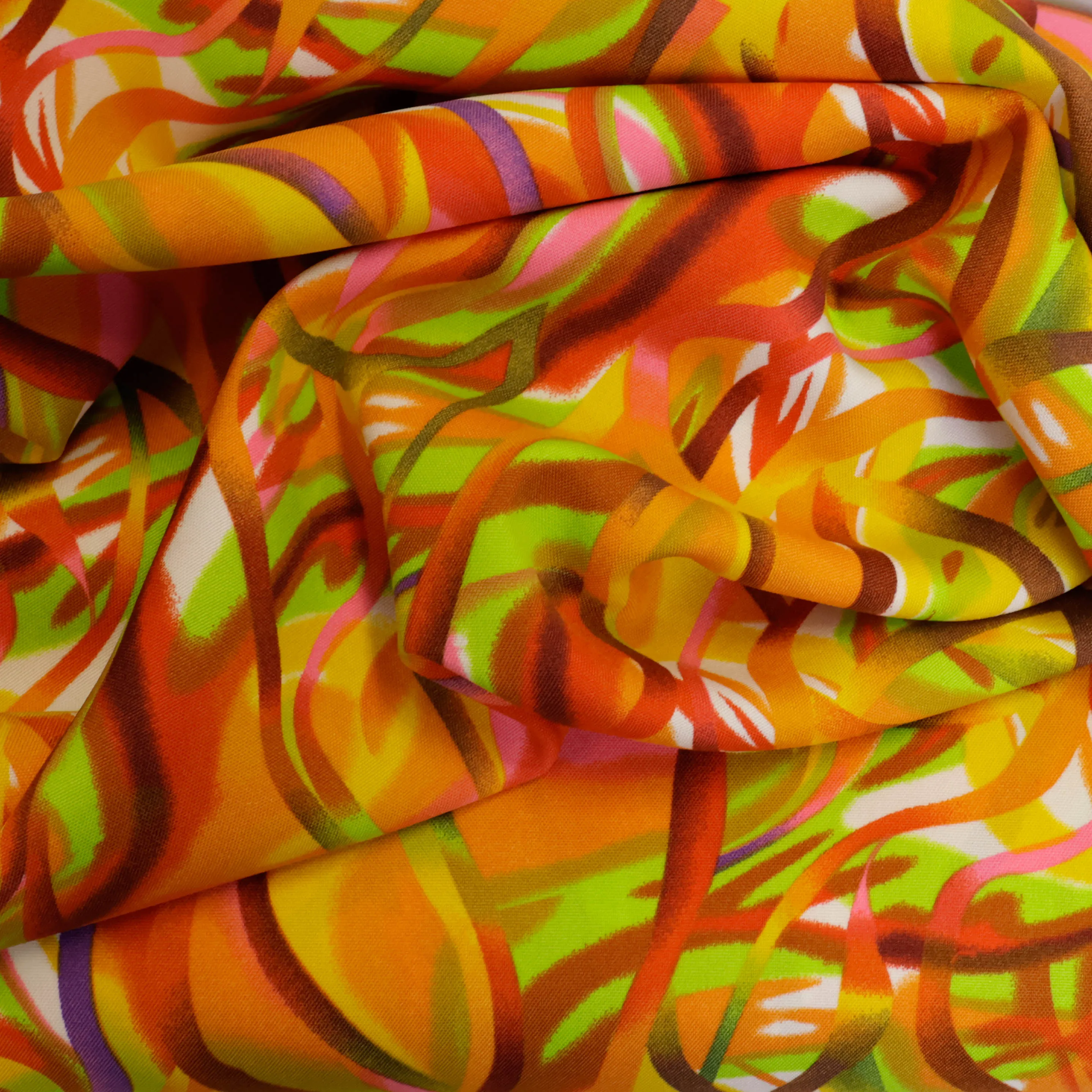 Polyester warme tinten met abstract patroon