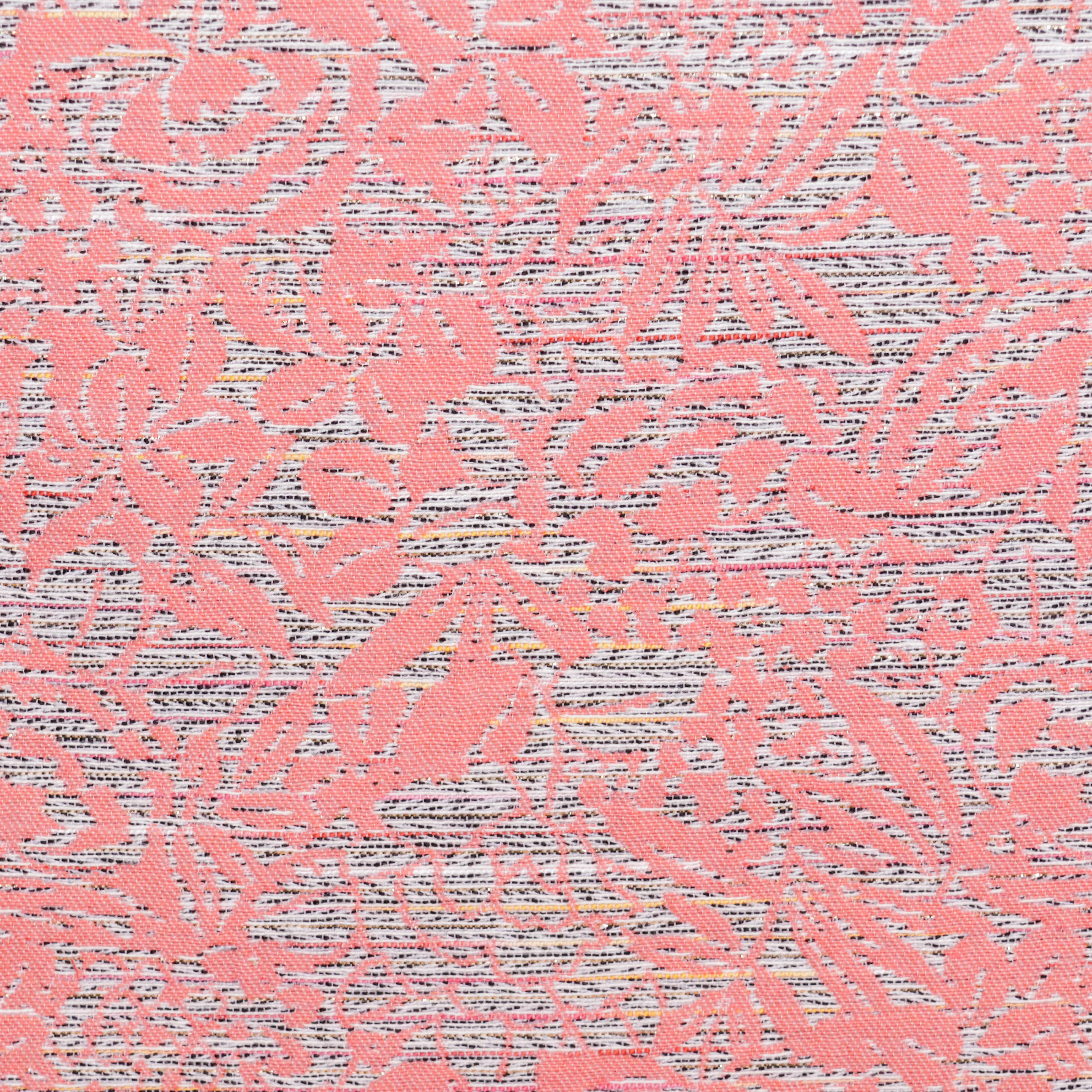 Chanelstof zwart/wit gestreept met roze motief en glinstering