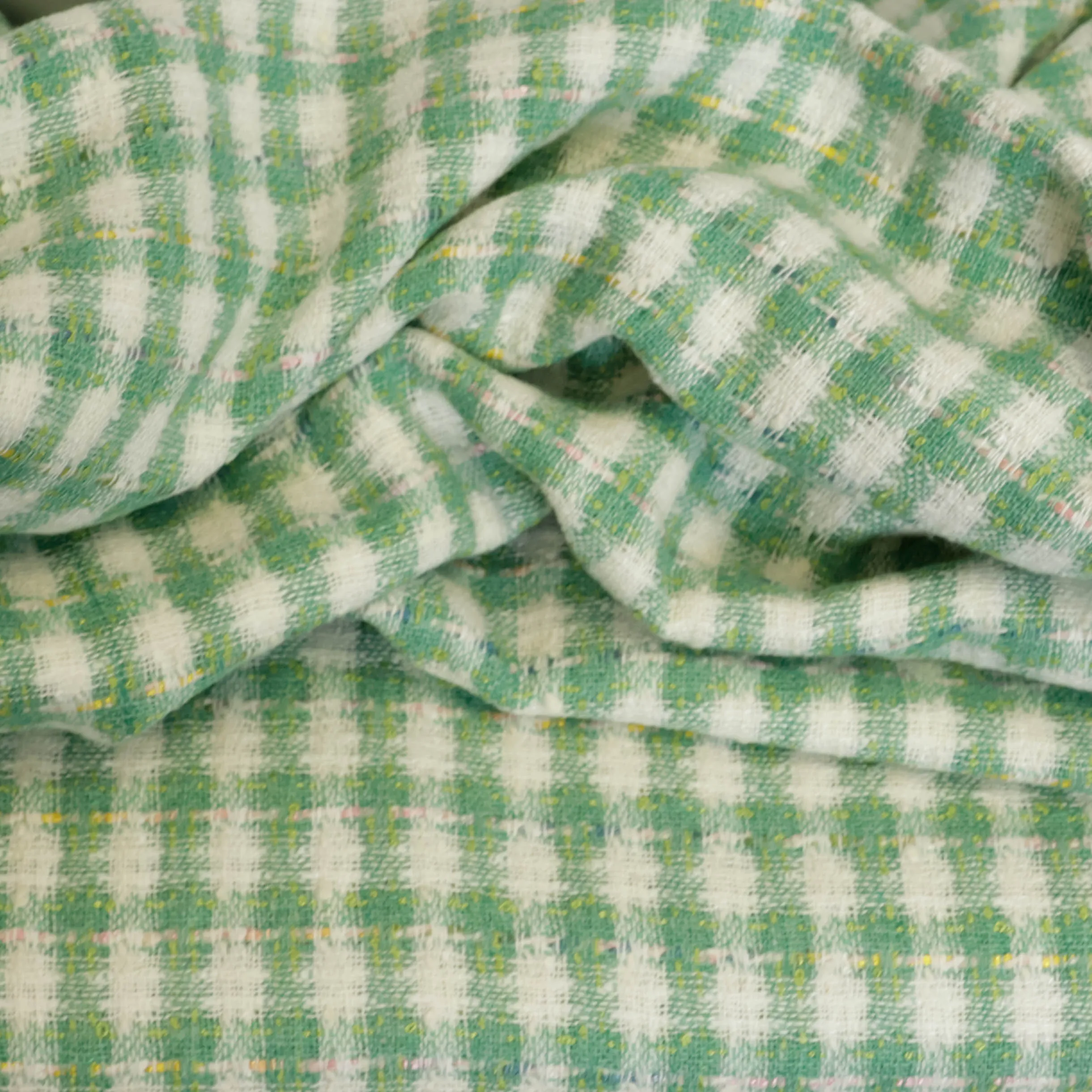 Chanelstof wit met groen geruit