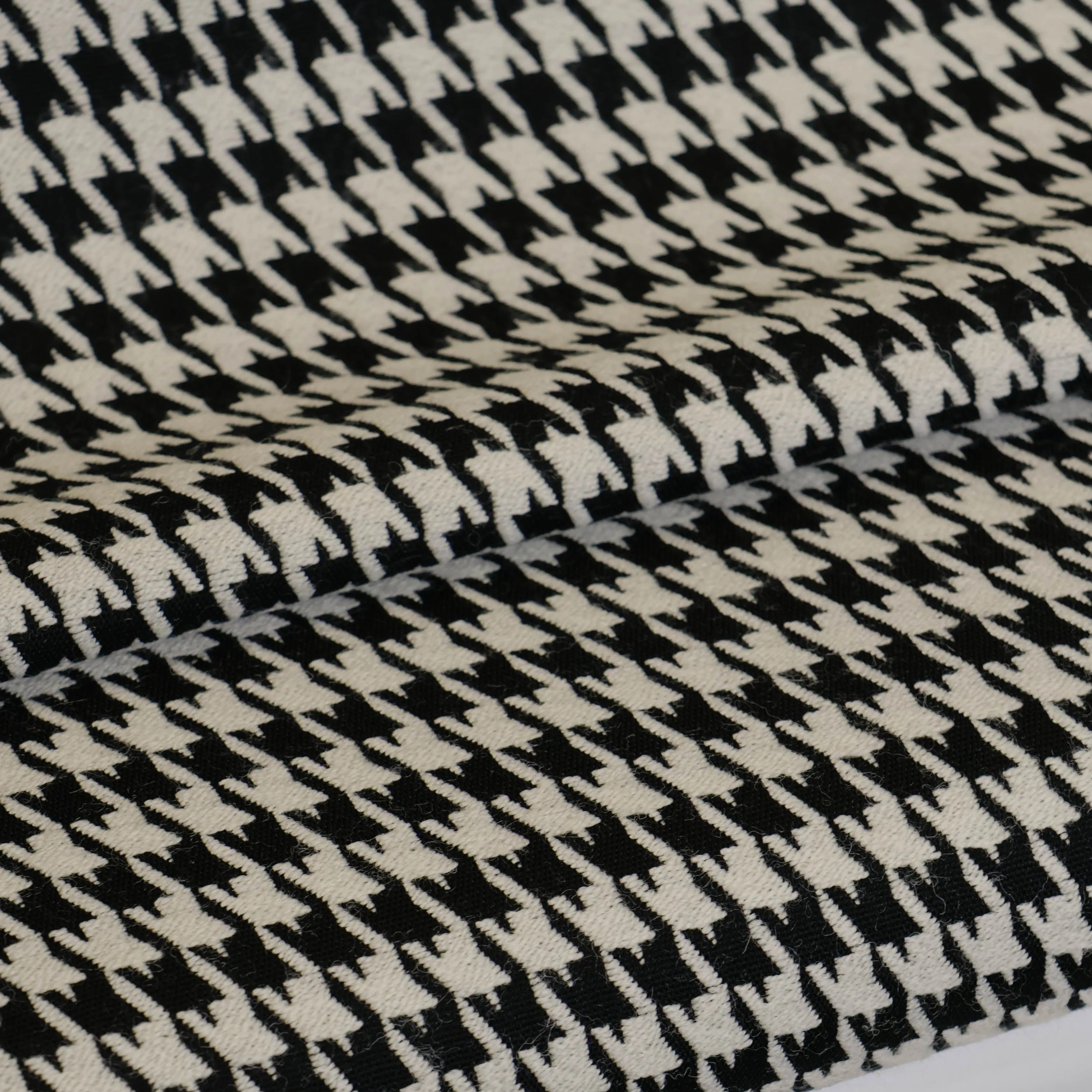 Jacquard wol pied-de-poule zwart en wit