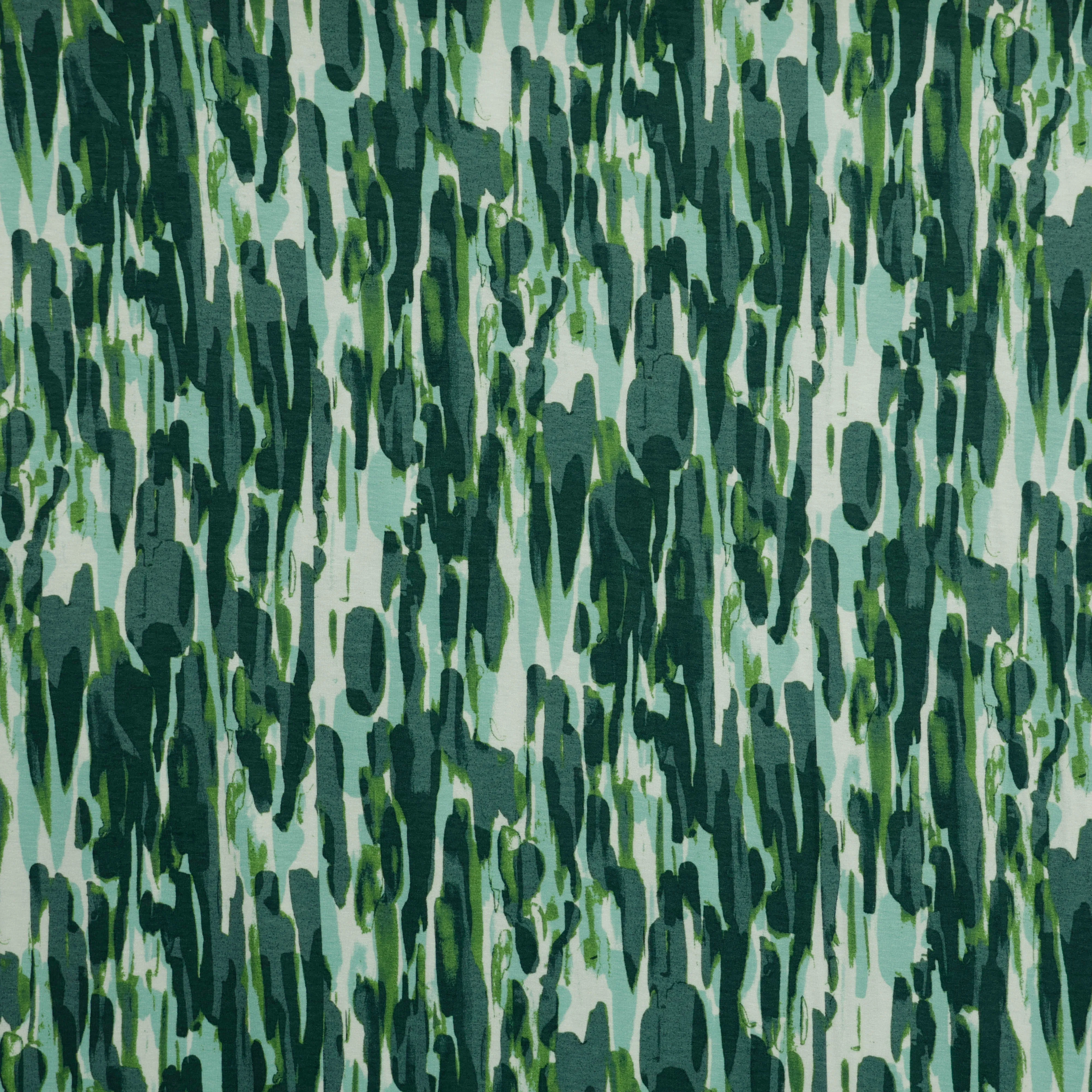 Viscose tricot groen met abstract patroon