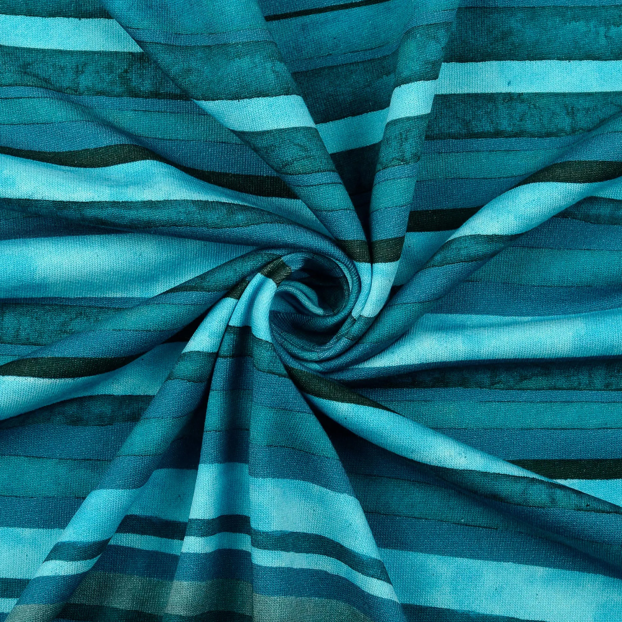 Sweaterstof gestreept turquoise