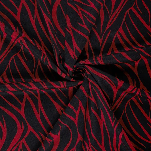 Tricot zwart met rood abstract patroon - My Image