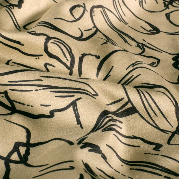 Suede stretch beige met bloemmotief - My Image