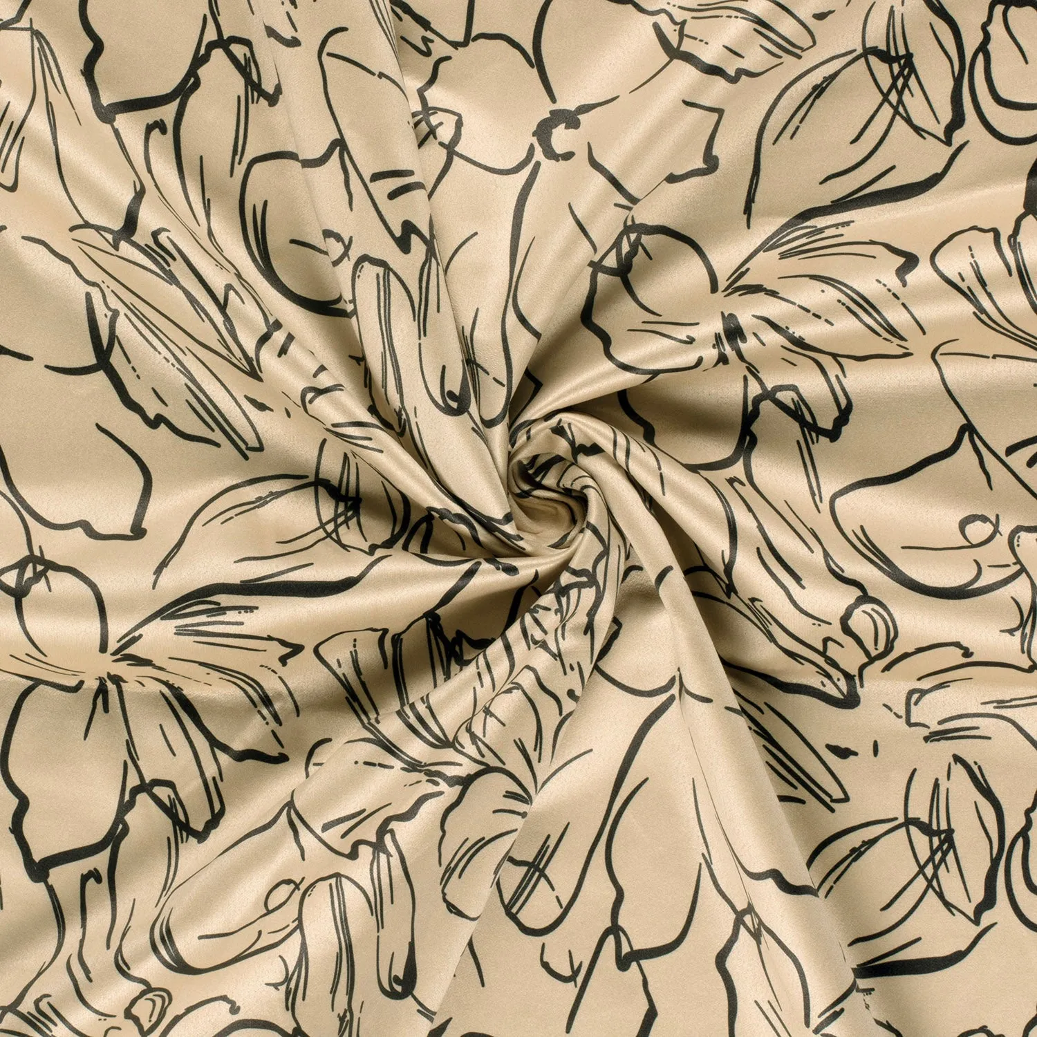 Suede stretch beige met bloemmotief - My Image