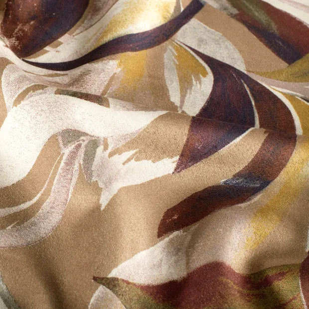 Suede stretch camel met bladeren - My Image
