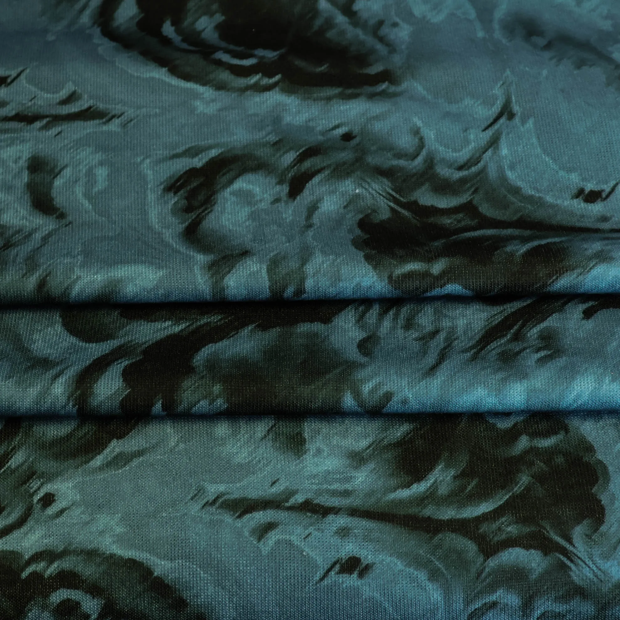 Fijne breistof blauw met marmerpatroon - Knipmode