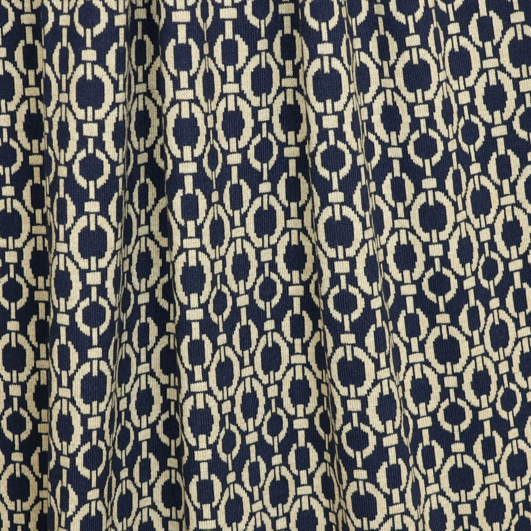 Tricot jacquard navy blauw met kettingmotief