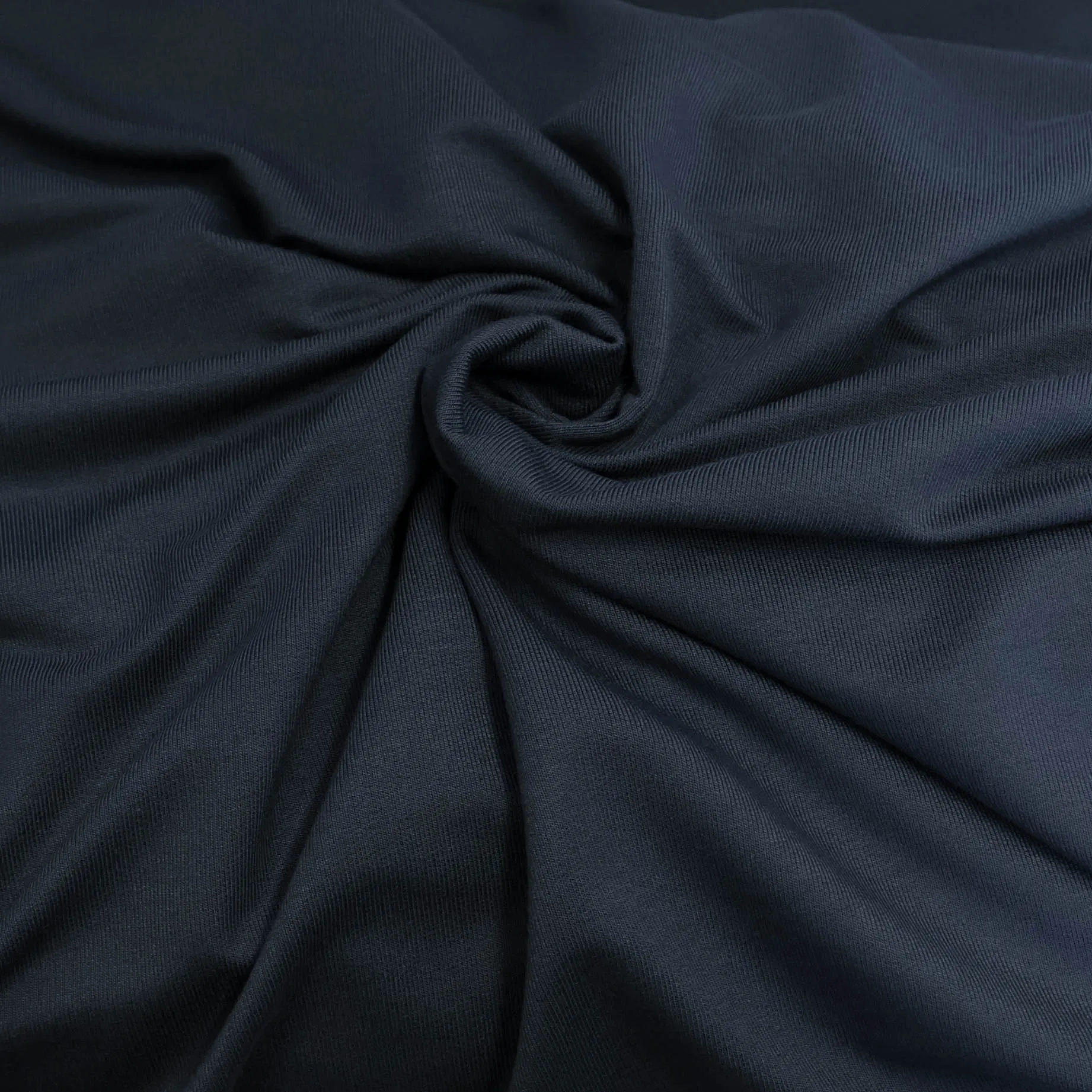 Soepele bamboe french terry navy blauw