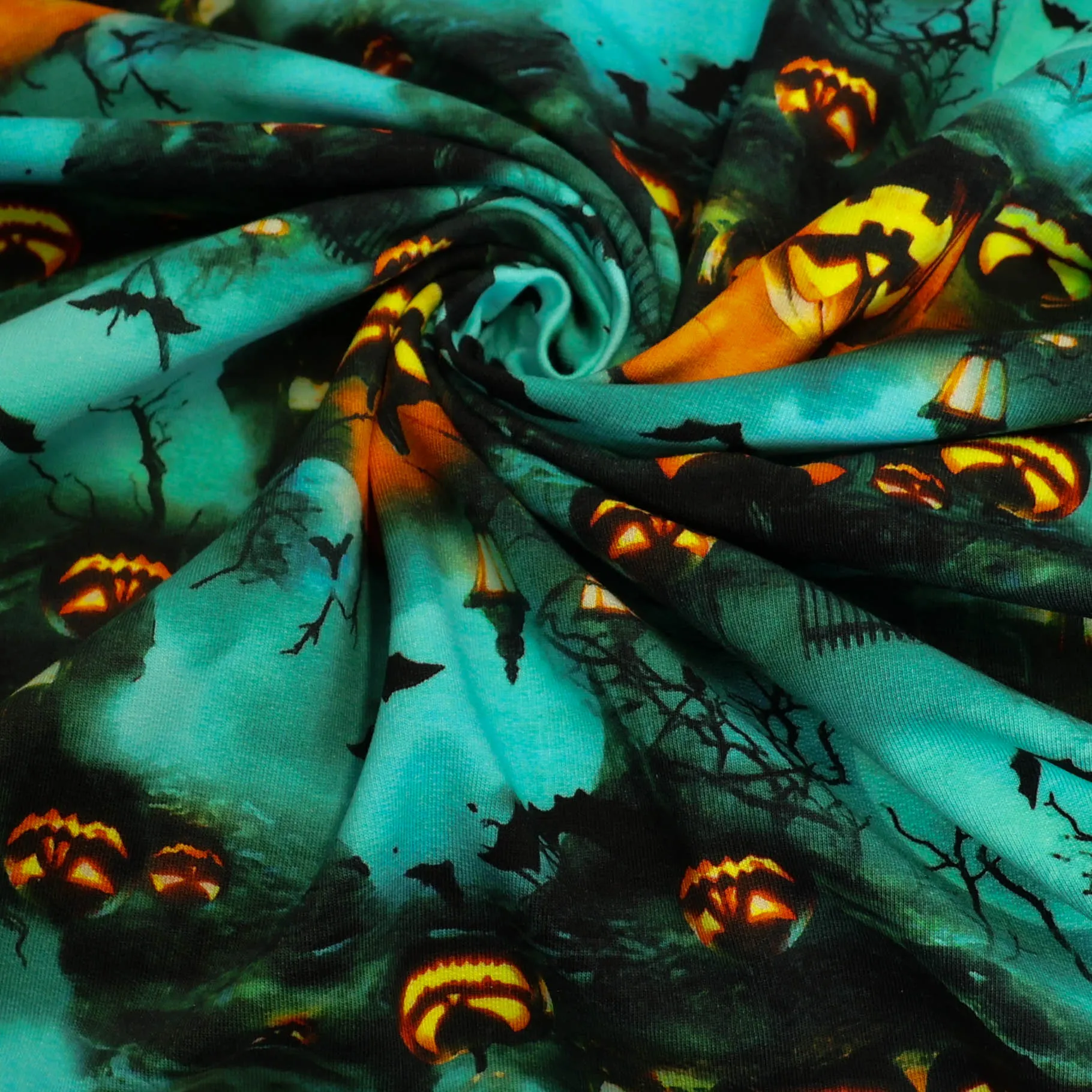 French terry turquoise met kerkhof