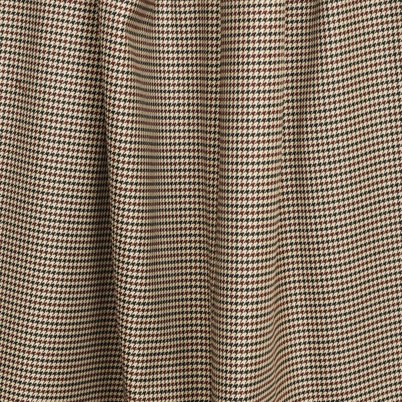 Stretch polyestermengeling pied de poule ecru rood blauw