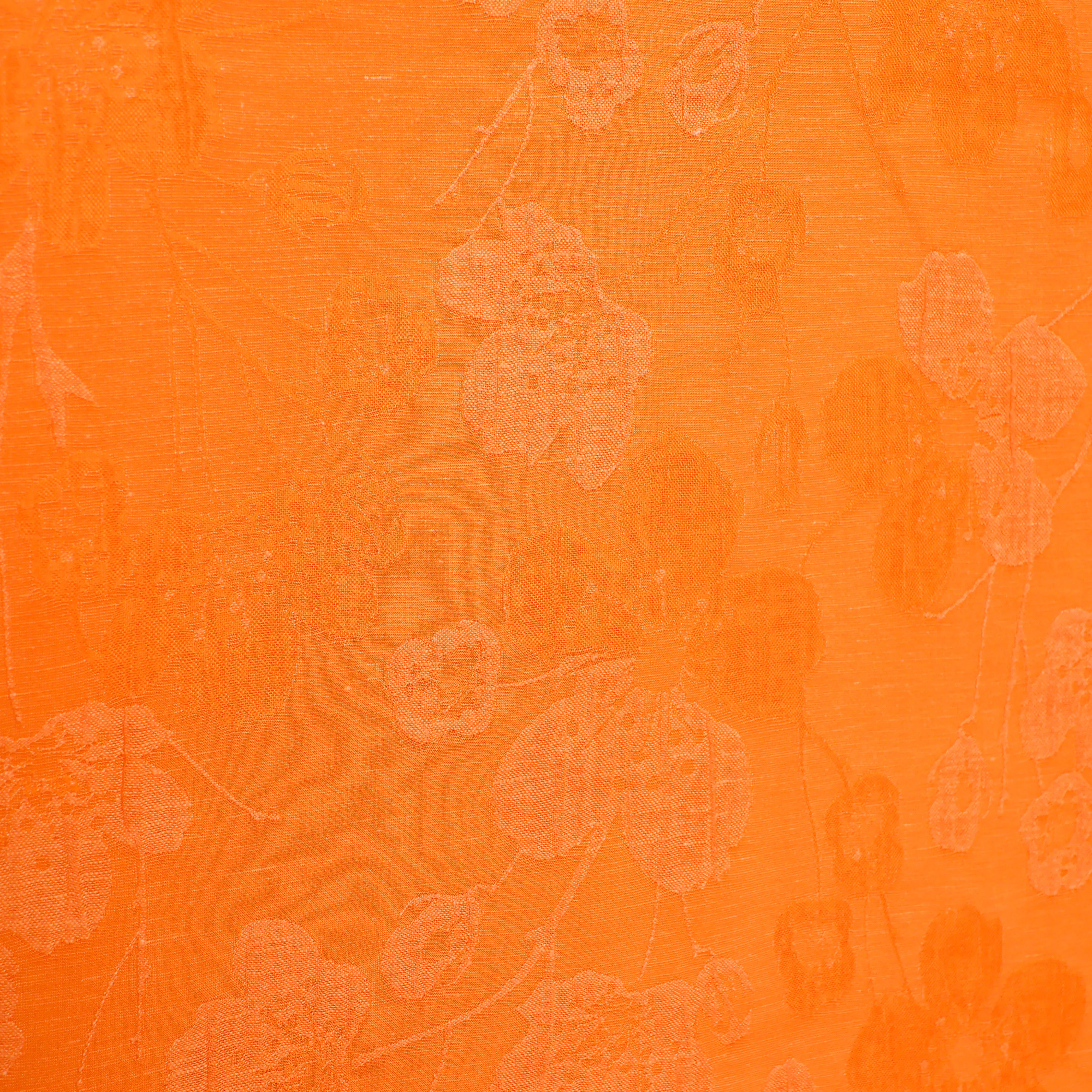 Viscose linnen oranje met bloemen