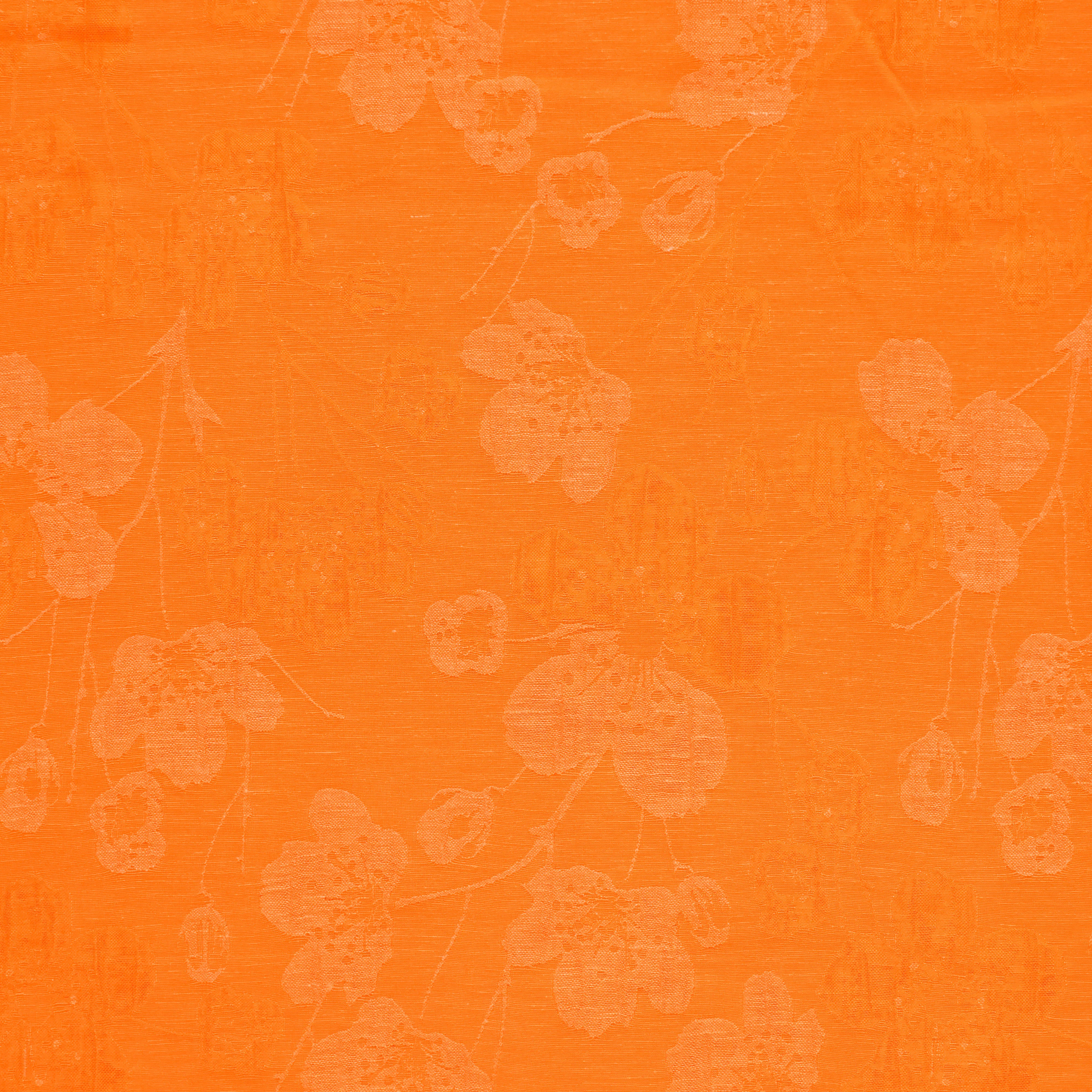 Viscose linnen oranje met bloemen