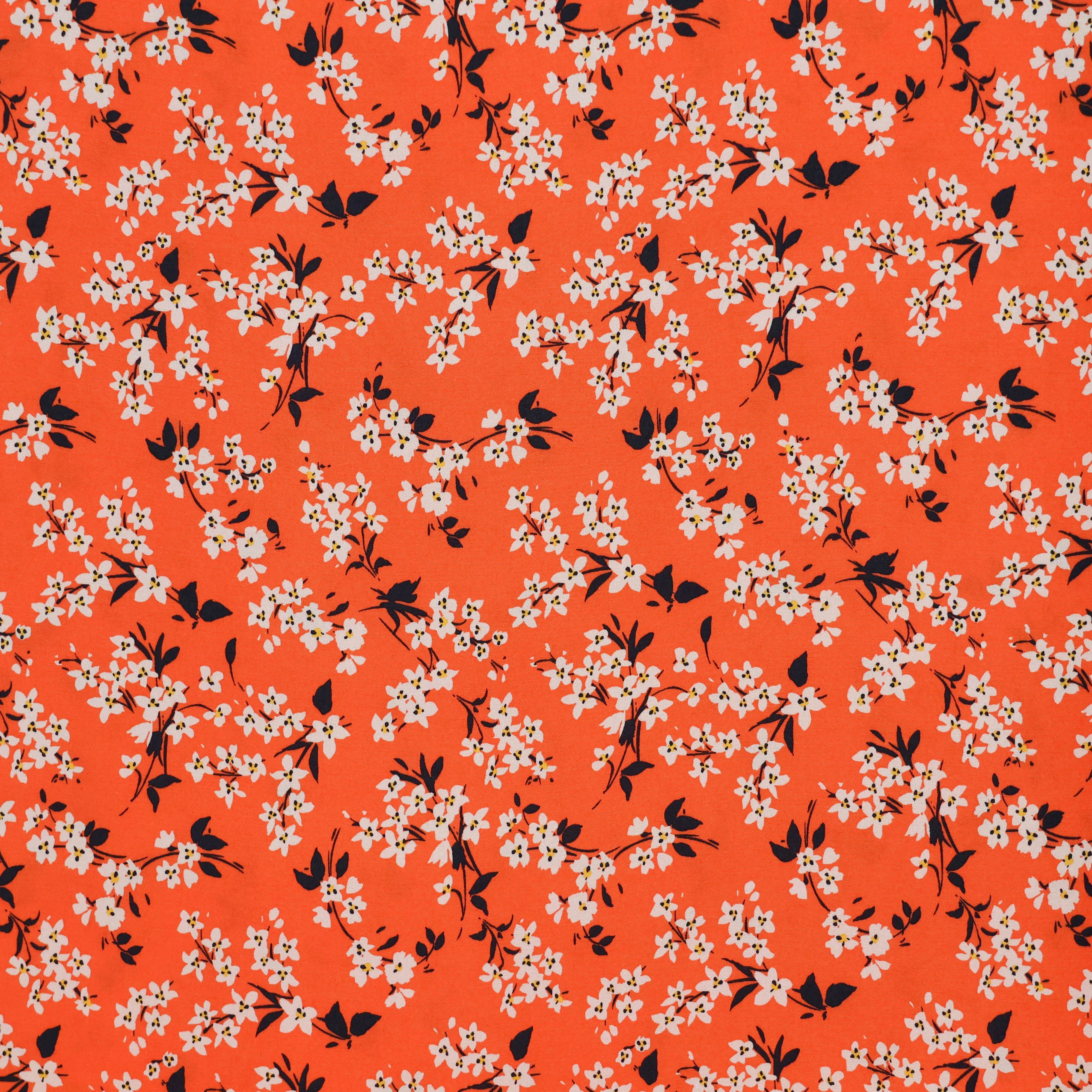 Viscose oranje met bloementjes